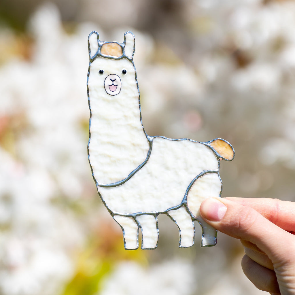 Alpaca stained glass window hangings Big sister gift Llama decor Alpaca gifts Llama stained glass suncatcher Custom stained glass pieces