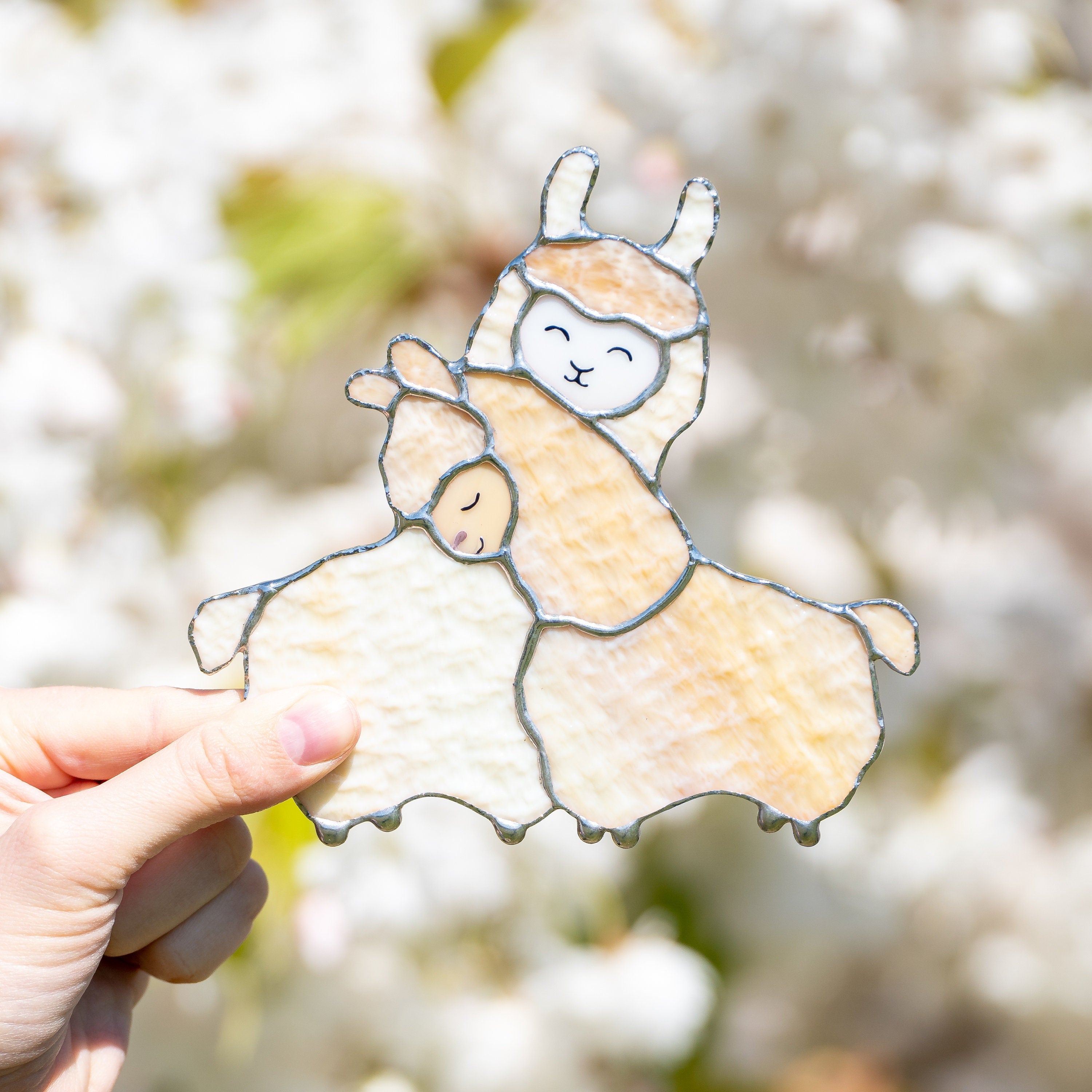 Alpaca stained glass window hangings Big sister gift Llama decor Alpaca gifts Llama stained glass suncatcher Custom stained glass pieces