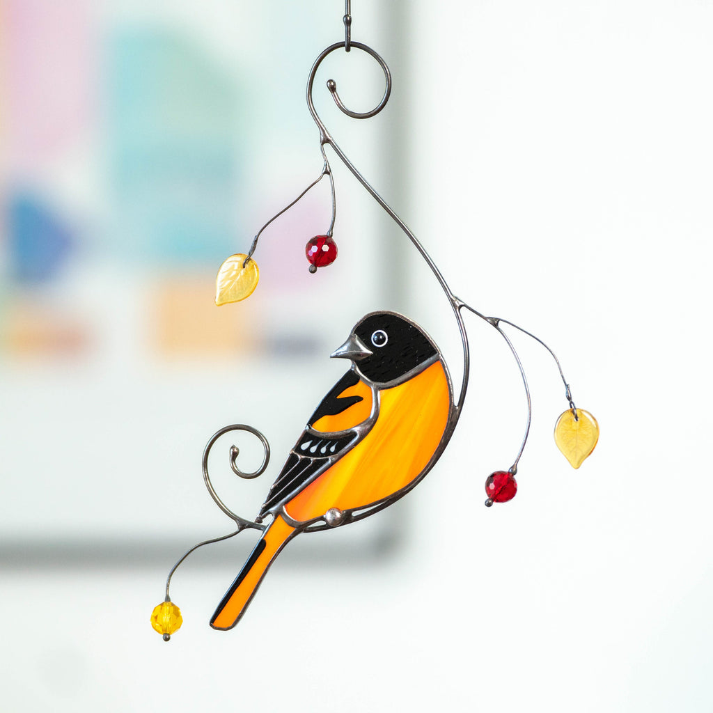 Baltimore stained glass window hangings Best dad gift Stained glass bird suncatcher Grandma ornament Patio decor