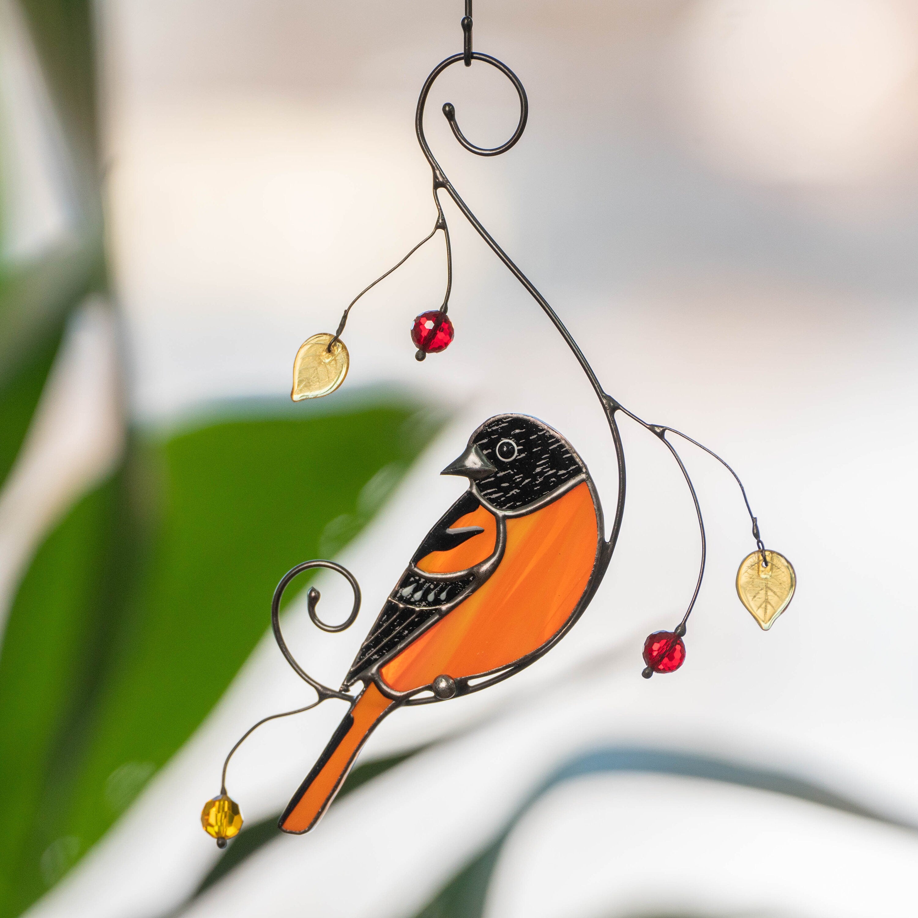 Baltimore stained glass window hangings Best dad gift Stained glass bird suncatcher Grandma ornament Patio decor