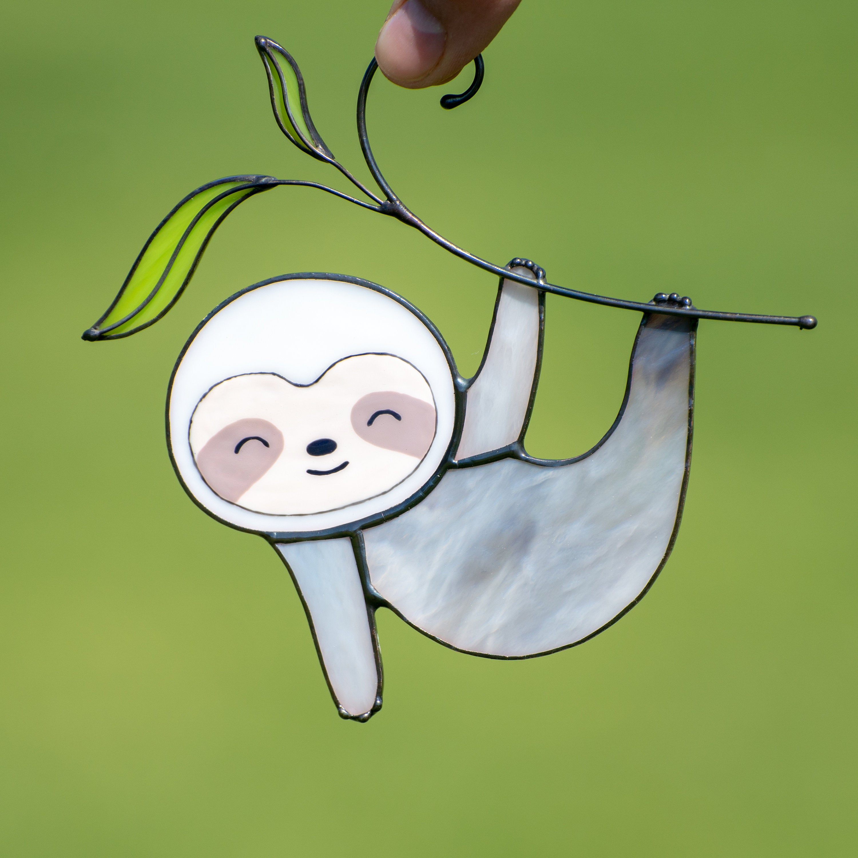Stained glass sloth ornament Big sister gift Custom stained glass window hangings Sloth gifts Modern stained glass ornament