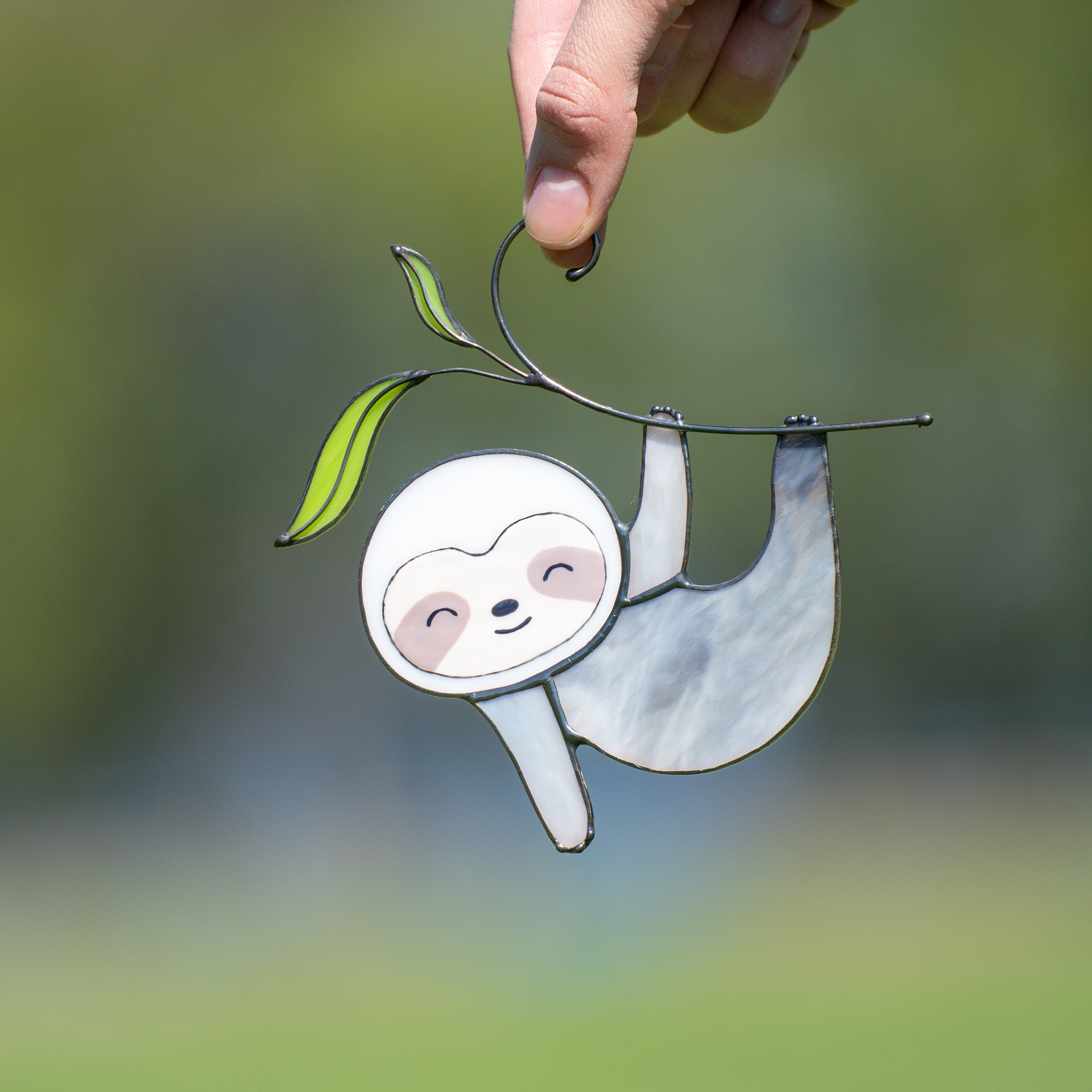 Stained glass sloth ornament Big sister gift Custom stained glass window hangings Sloth gifts Modern stained glass ornament