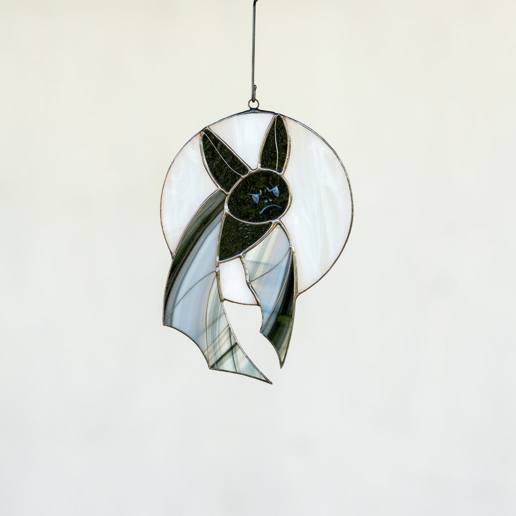 Halloween stained glass bat Vampire decor Custom stained glass horror Vampire art Stained glass moon suncatcher Halloween gift