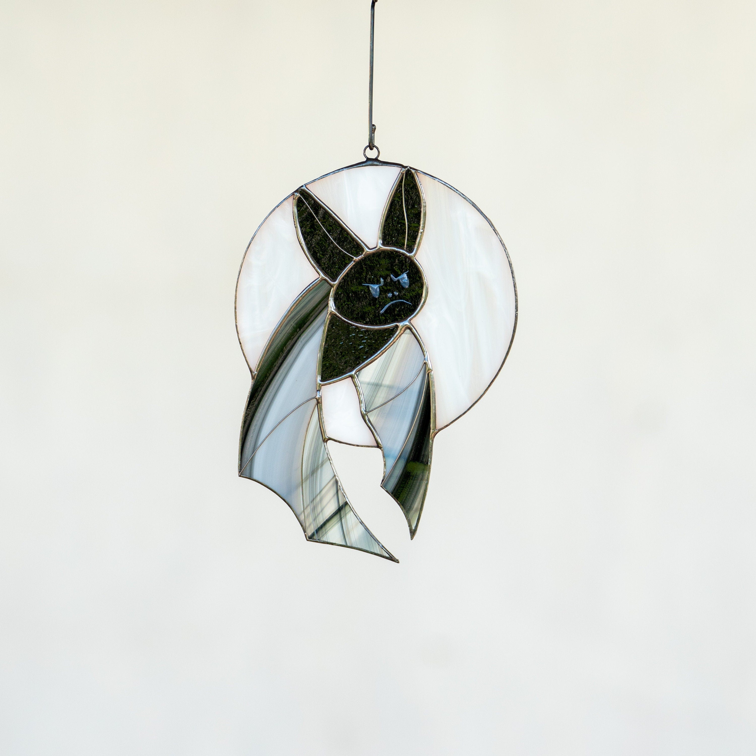 Halloween stained glass bat Vampire decor Custom stained glass horror Vampire art Stained glass moon suncatcher Halloween gift