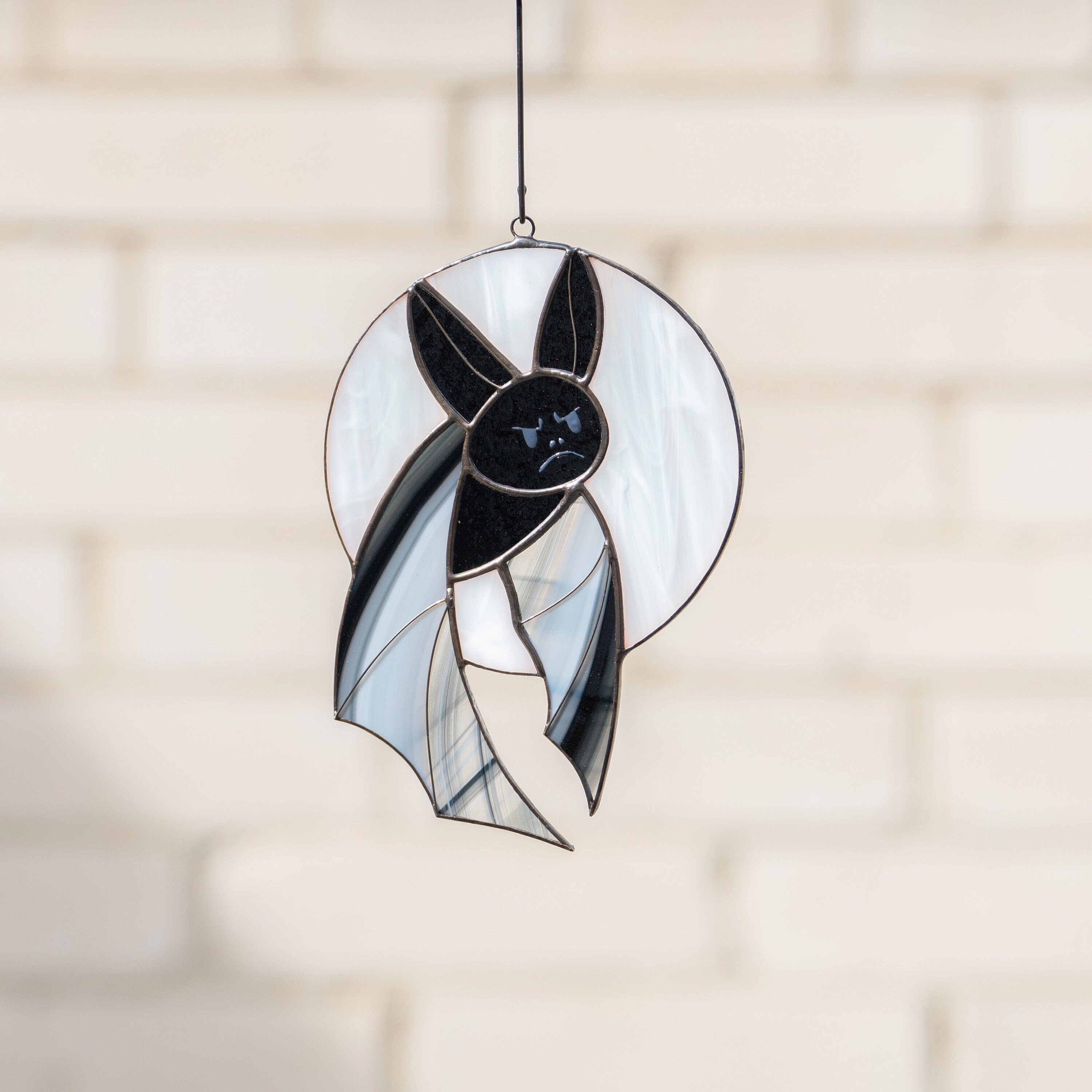 Halloween stained glass bat Vampire decor Custom stained glass horror Vampire art Stained glass moon suncatcher Halloween gift