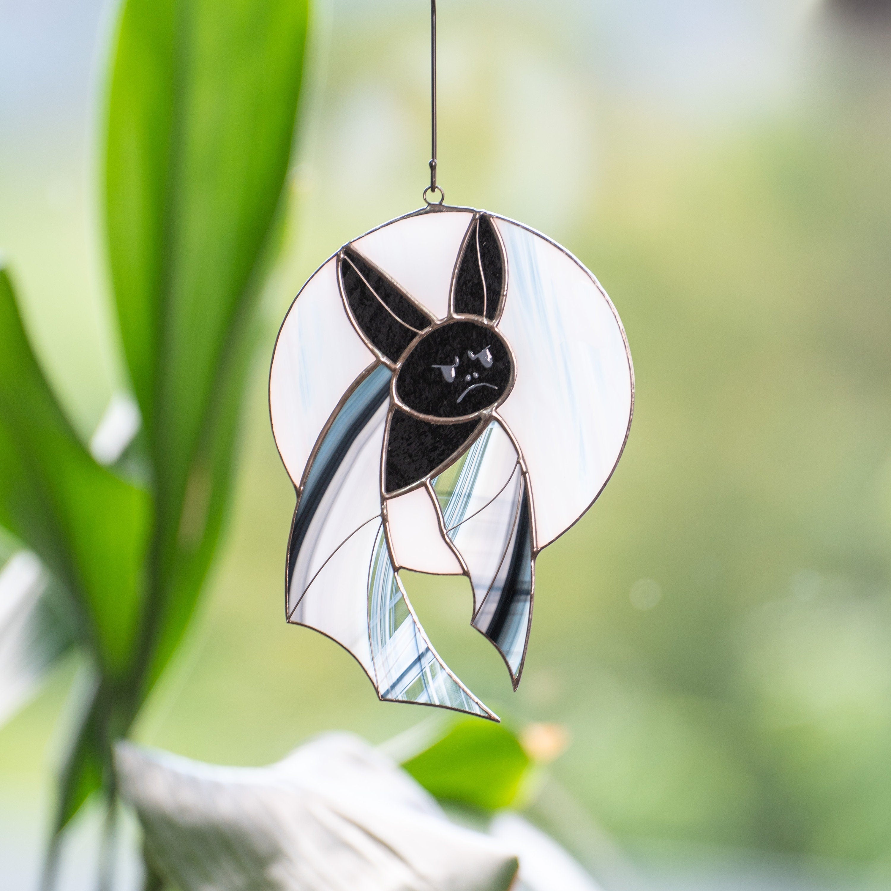 Halloween stained glass bat Vampire decor Custom stained glass horror Vampire art Stained glass moon suncatcher Halloween gift