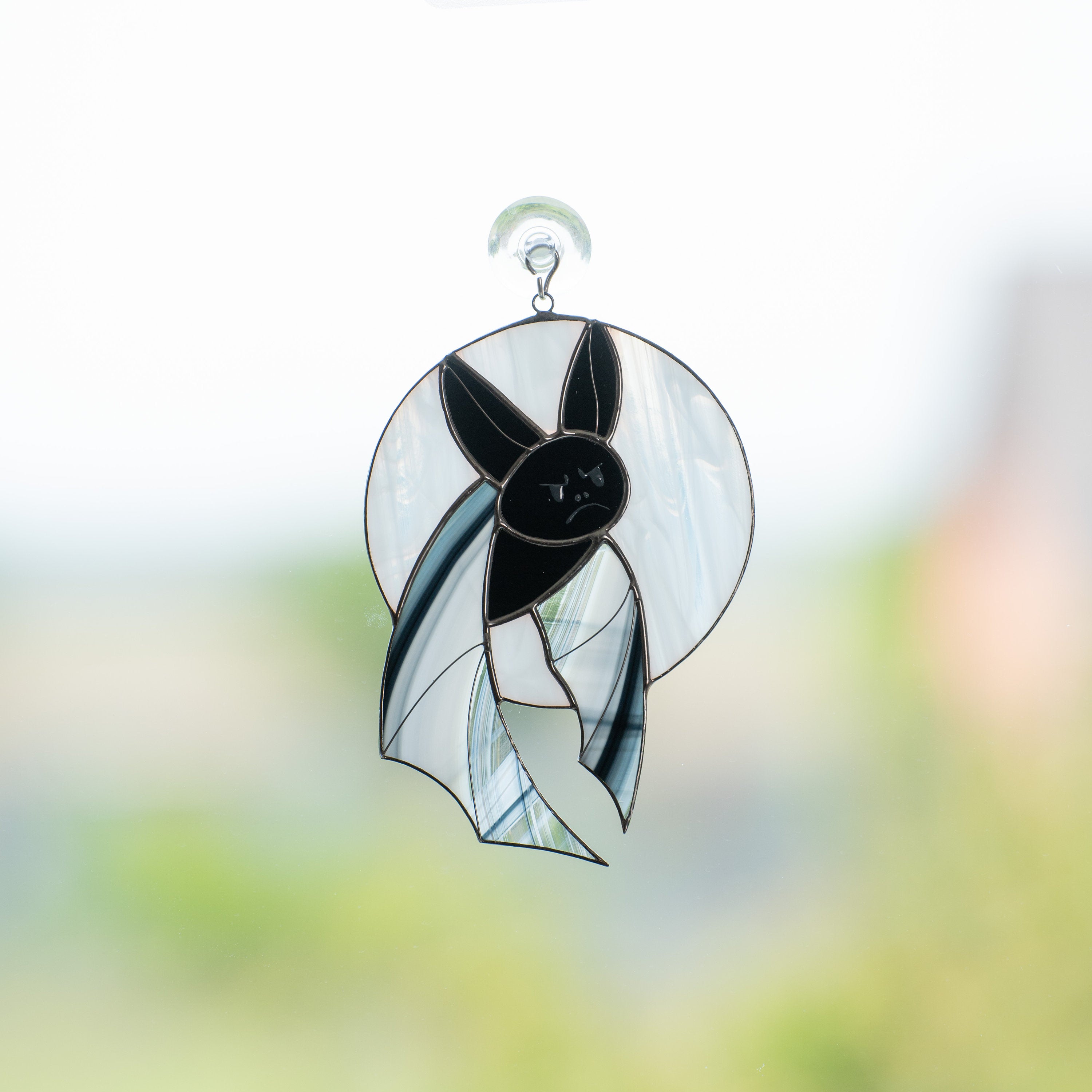 Halloween stained glass bat Vampire decor Custom stained glass horror Vampire art Stained glass moon suncatcher Halloween gift