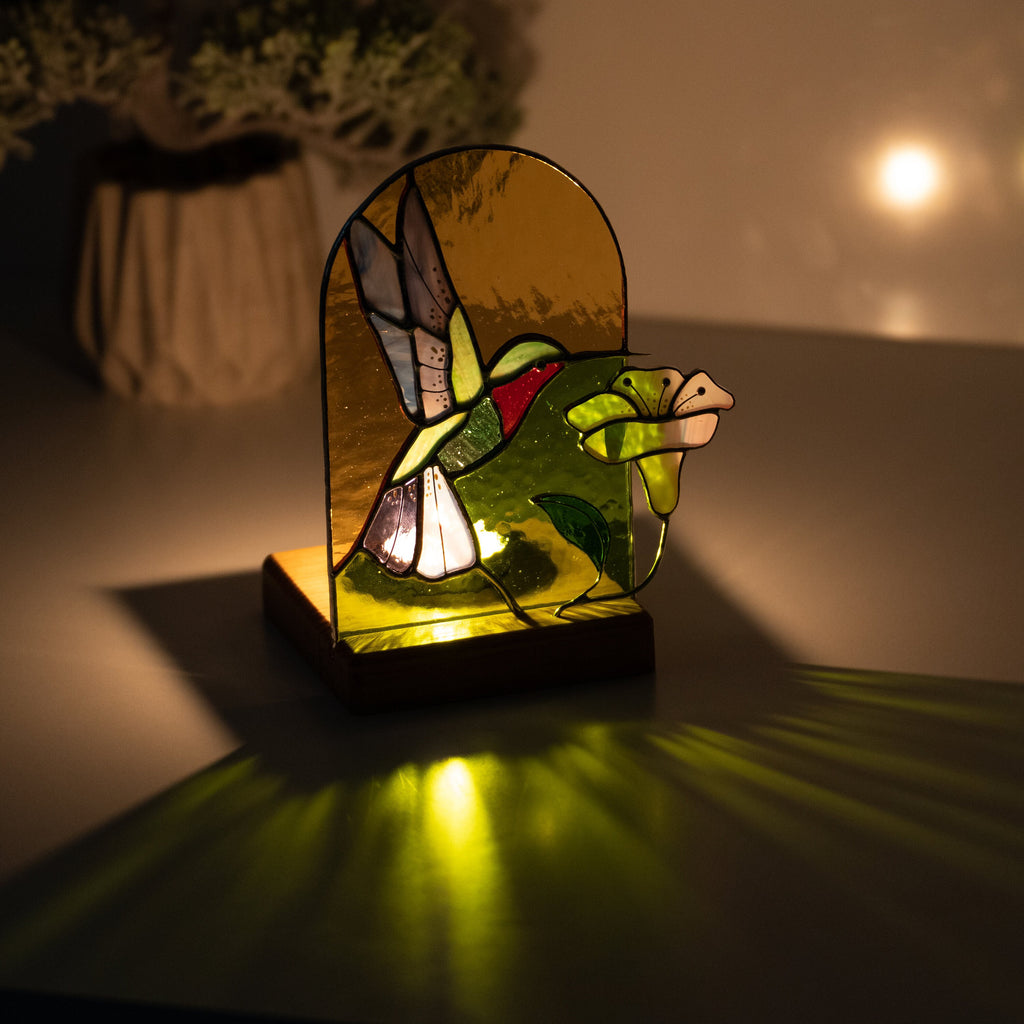 Hummingbird stained glass candle holder Big sister gift Stained glass bird suncatcher Custom stained glass panel Hummingbird gifts