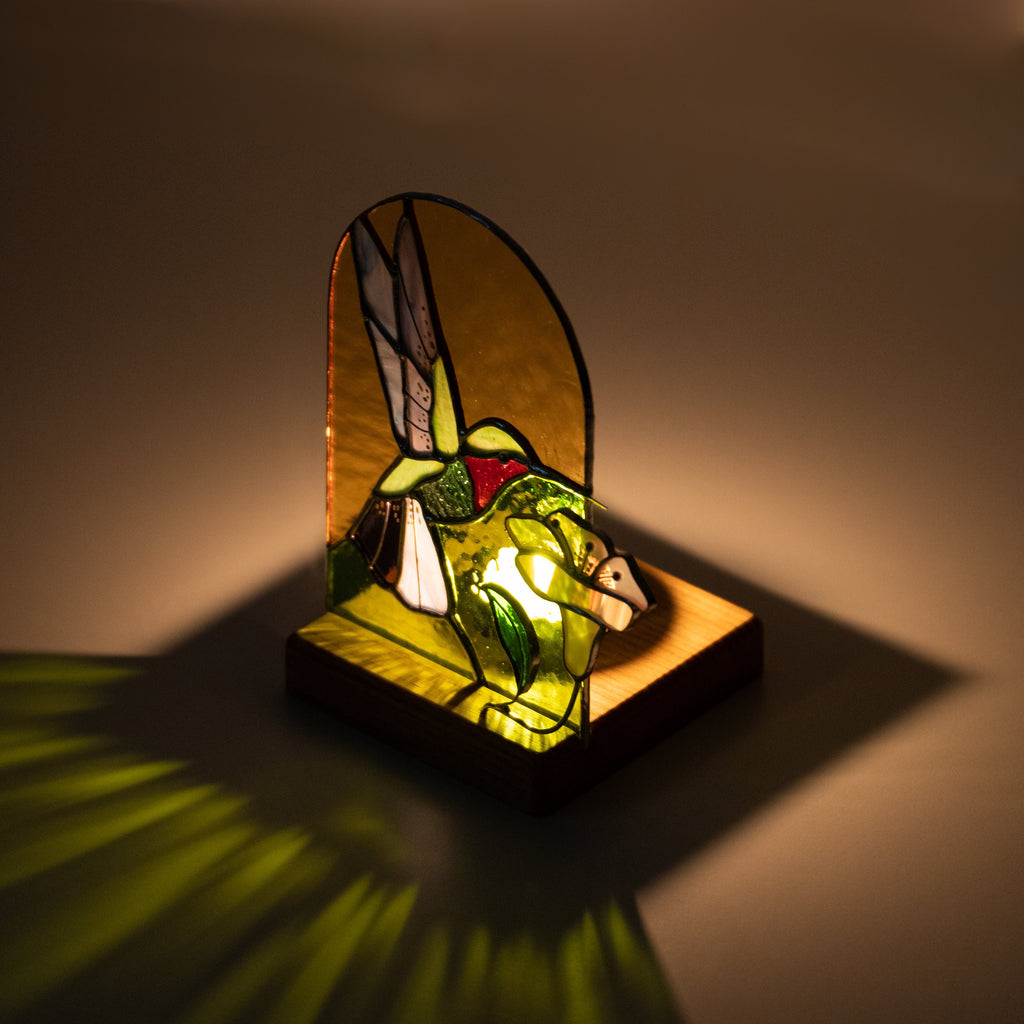 Hummingbird stained glass candle holder Big sister gift Stained glass bird suncatcher Custom stained glass panel Hummingbird gifts