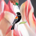 Red winged blackbird stained glass bird suncatcher Grandma gifts Custom stained glass art Godfather gift