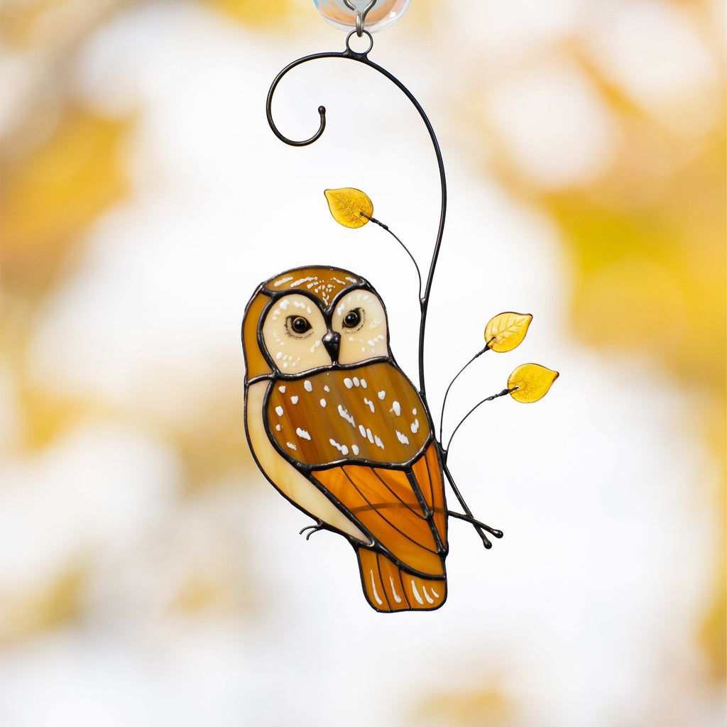 Owl stained glass bird suncatcher Fathers day gift Yard art