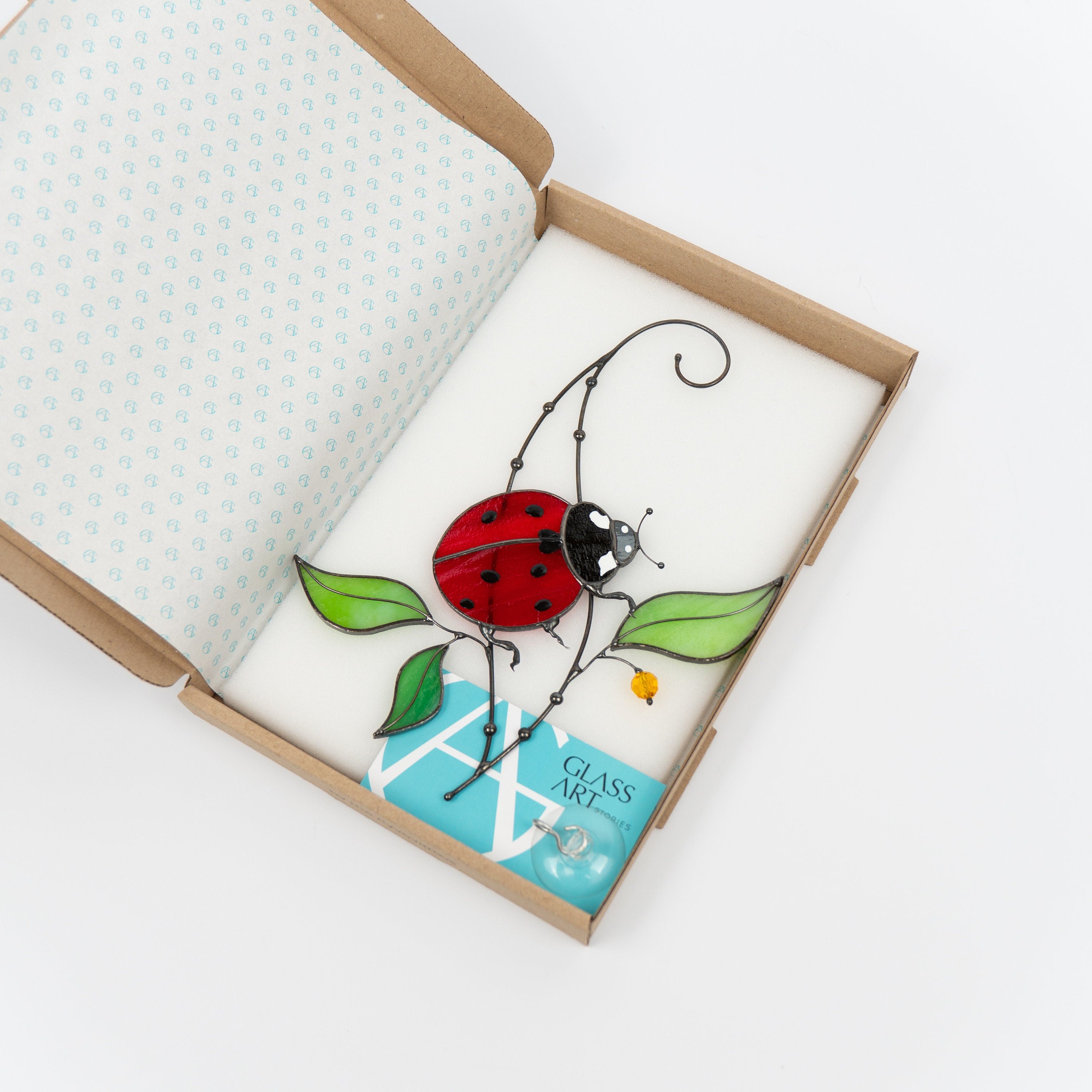 Ladybug gifts stained glass window hangings New mom gift Custom stained glass miraculous ladybug Wall art ladybug