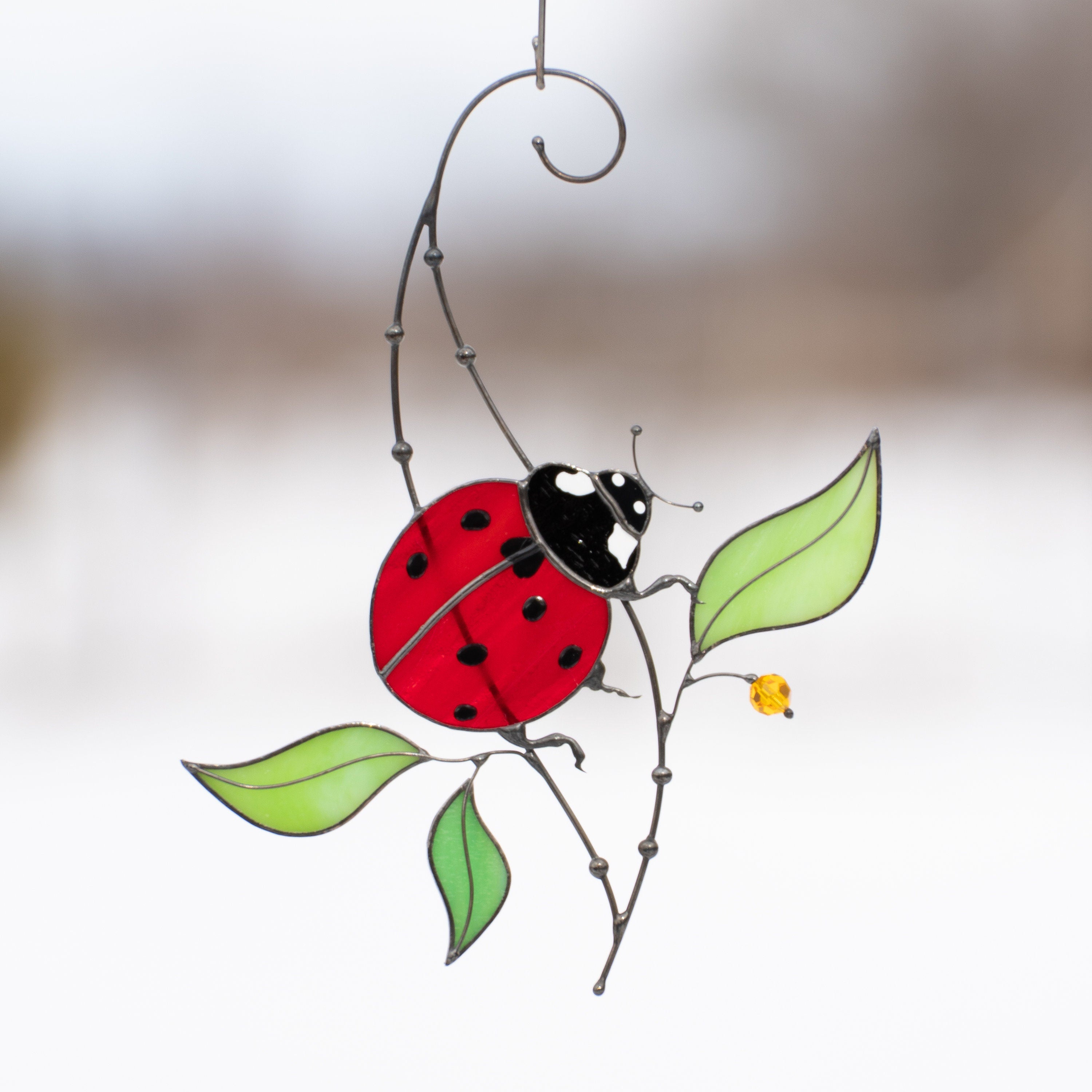 Ladybug gifts stained glass window hangings New mom gift Custom stained glass miraculous ladybug Wall art ladybug