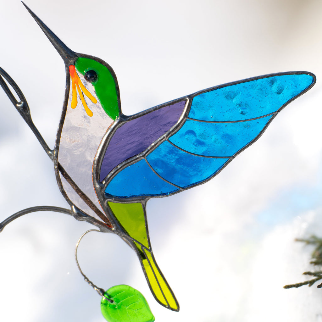 Stained glass cardinal suncatcher Fathers day gifts Hummingbird stained glass window hangings Stained glass cardinal memorial ornament