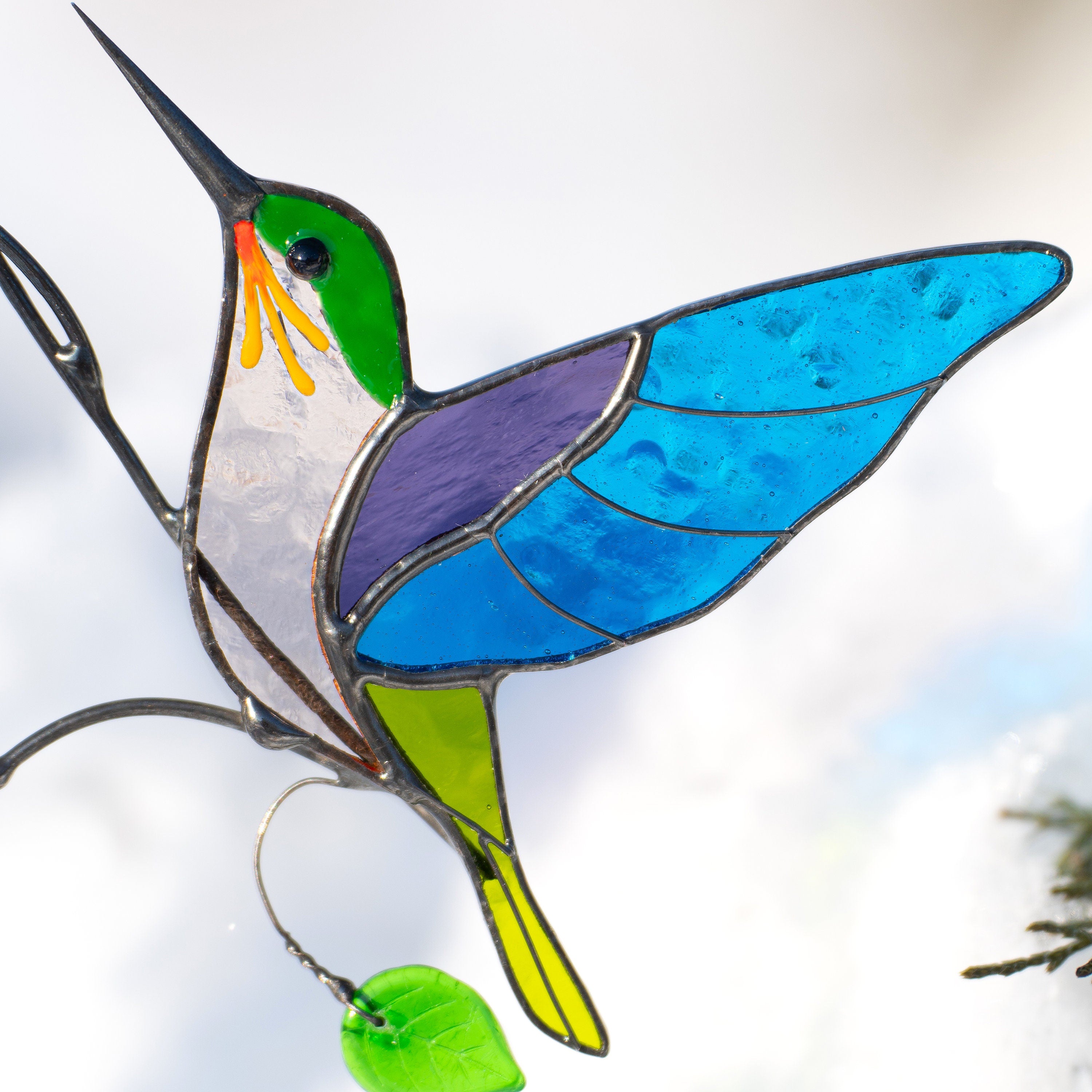 Stained glass cardinal suncatcher Fathers day gifts Hummingbird stained glass window hangings Stained glass cardinal memorial ornament