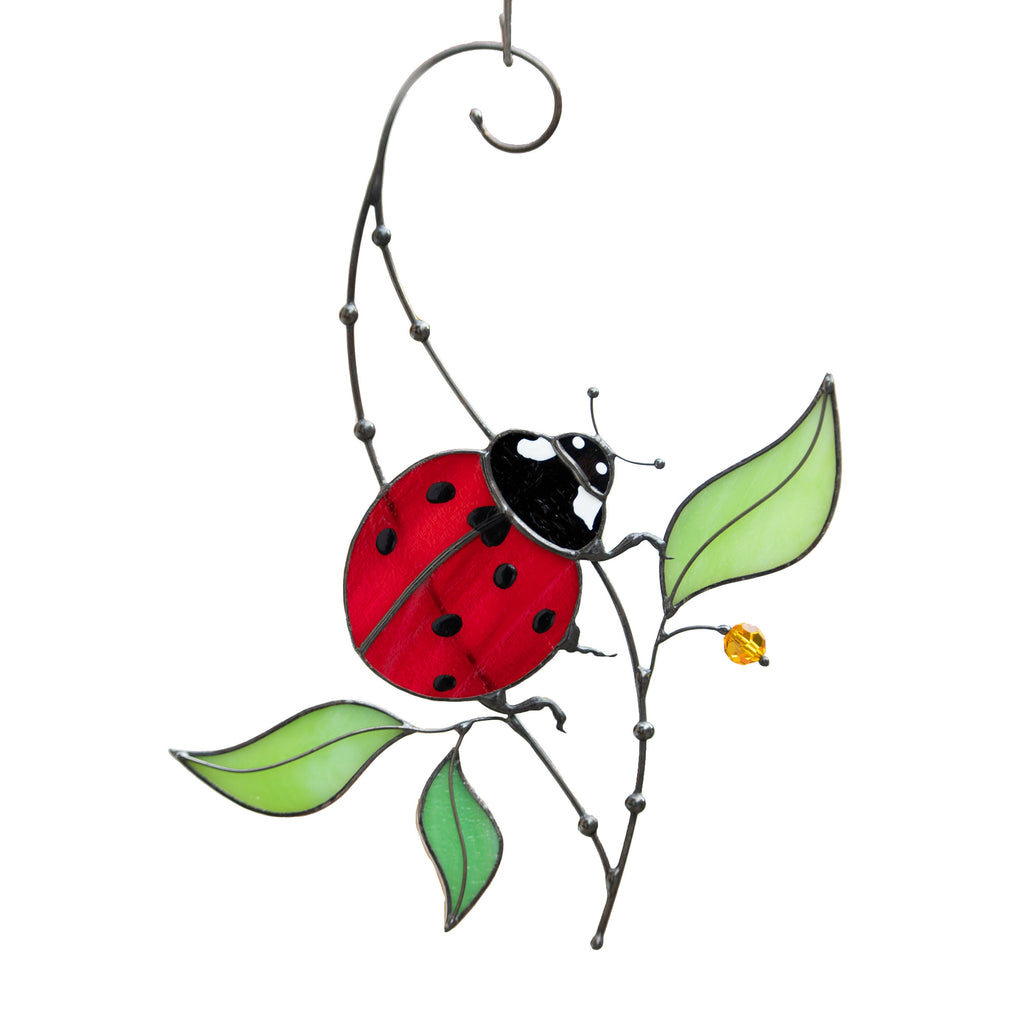Ladybug gifts stained glass window hangings New mom gift Custom stained glass miraculous ladybug Wall art ladybug
