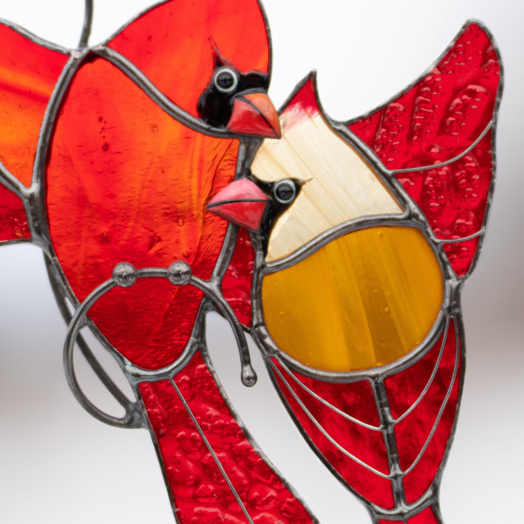 Stained glass bird suncatcher New Mom Gift Cardinal memorial ornament stained glass window hangings Stained glass bird artwork