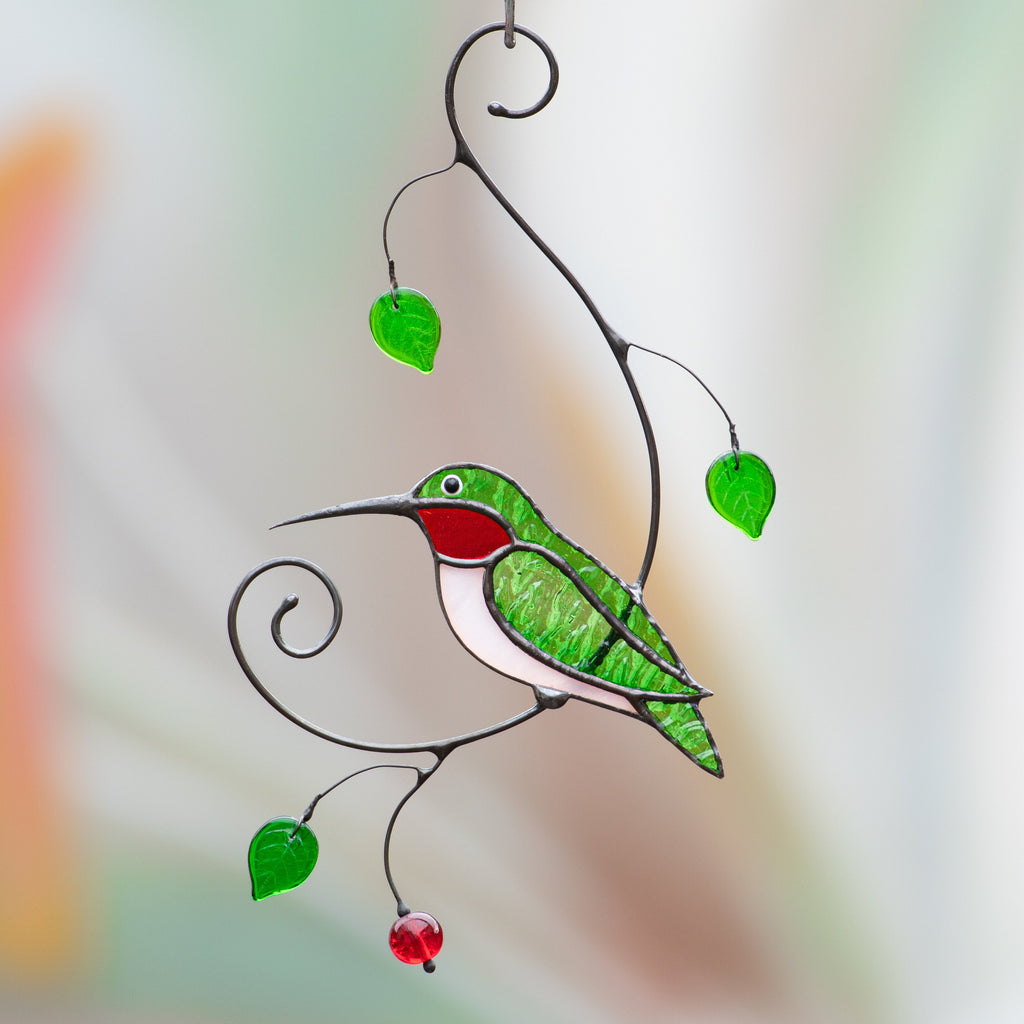 Hummingbird stained glass window hangings New mom gift Custom stained glass hummingbird suncatcher Farmhouse decor Grandparent gifts