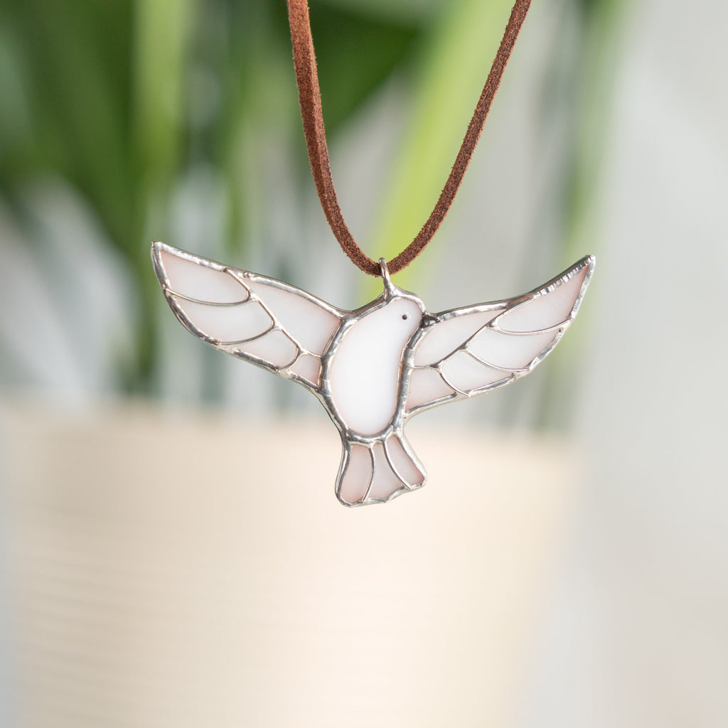 Stained glass dove necklace Daughter in law wedding gift Bird pendant