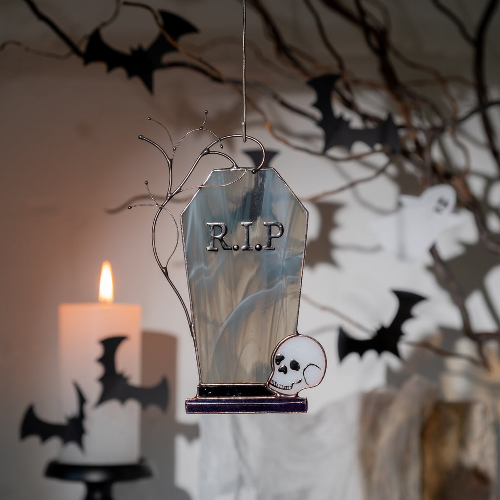 Stained glass Halloween suncatcher Halloween decor indoor Halloween gifts stained glass window hangings Whimsigoth decor Fall hosting decor