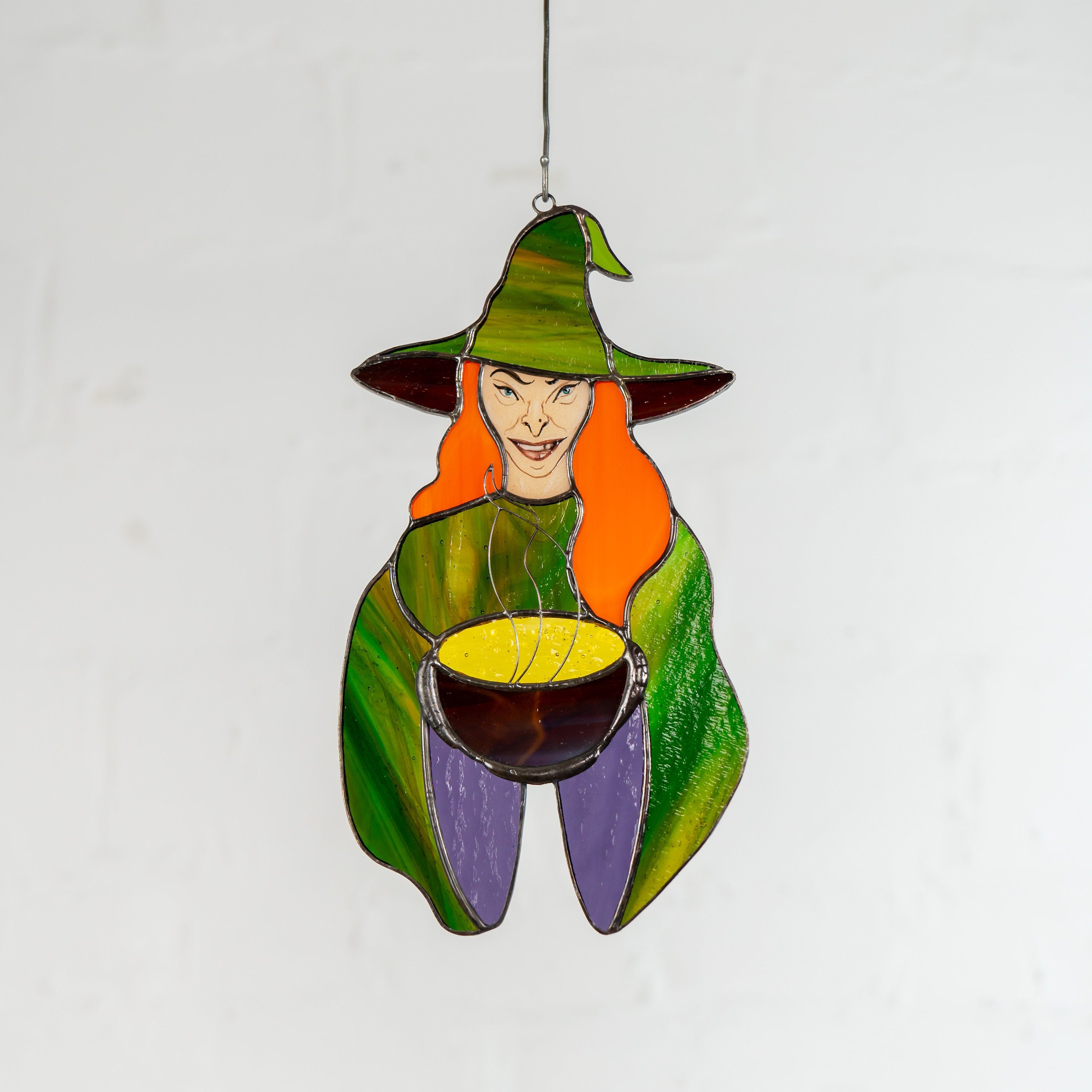 Halloween with stained glass sun catcher Spooky decor Witch gifts stained glass window hangings Hex outdoor fall decorations