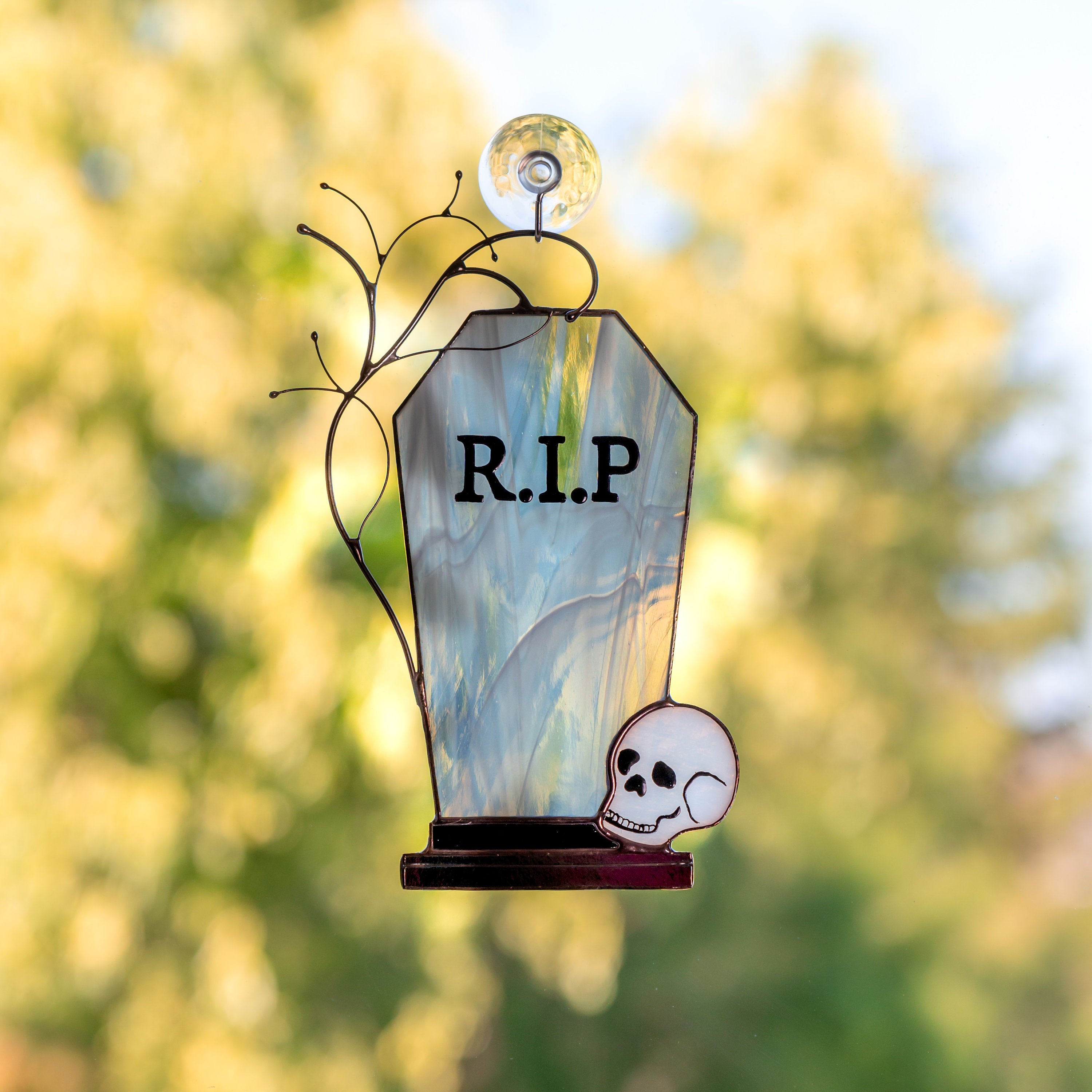 Stained glass Halloween suncatcher Halloween decor indoor Halloween gifts stained glass window hangings Whimsigoth decor Fall hosting decor