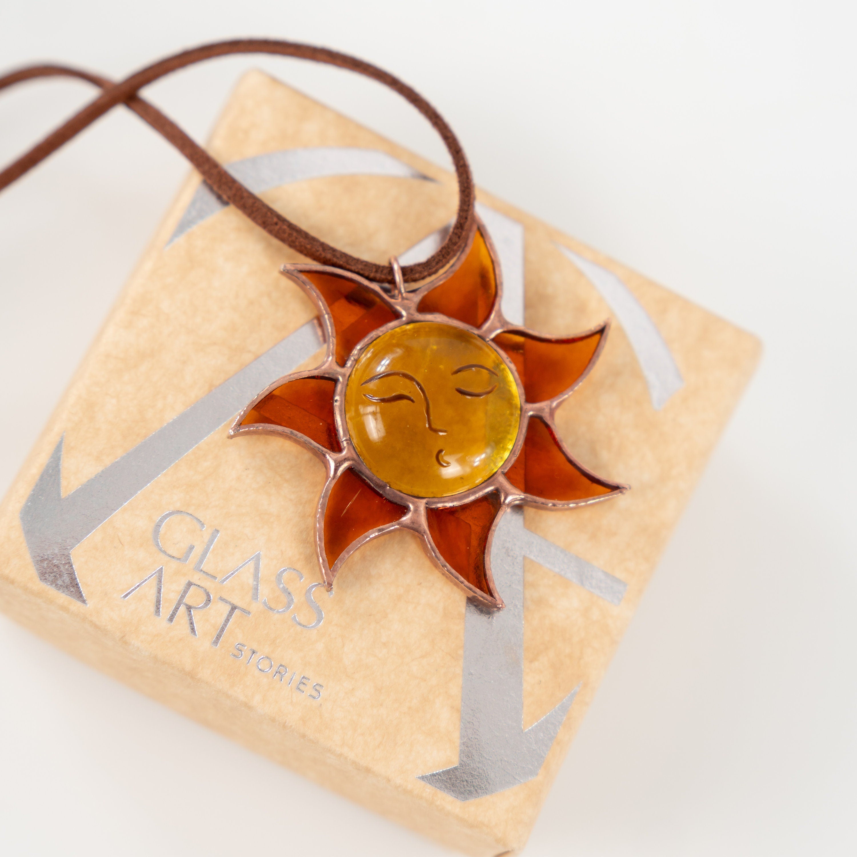 Stained glass sunshine necklace Mother in law gifts Sun pendant