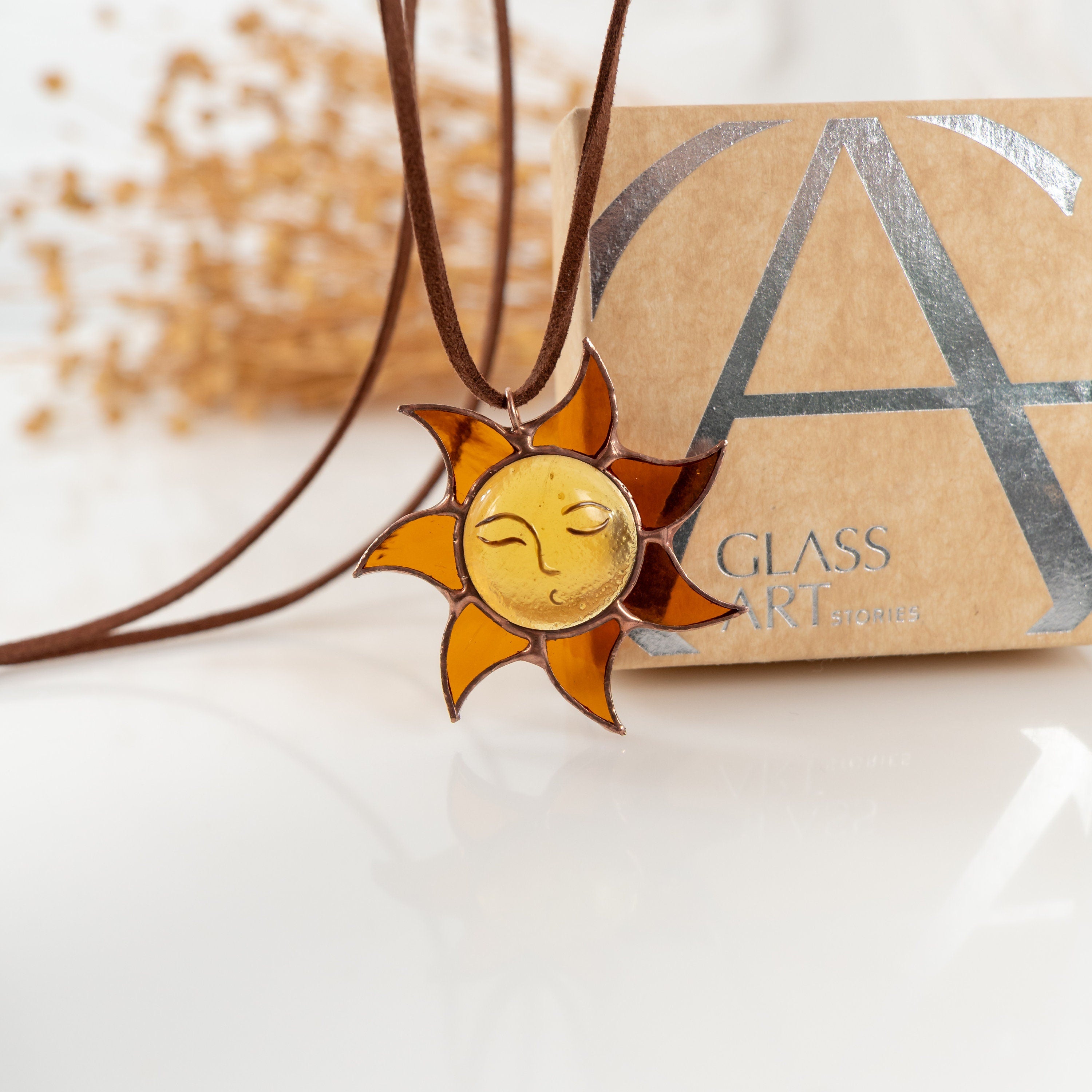 Stained glass sunshine necklace Mother in law gifts Sun pendant