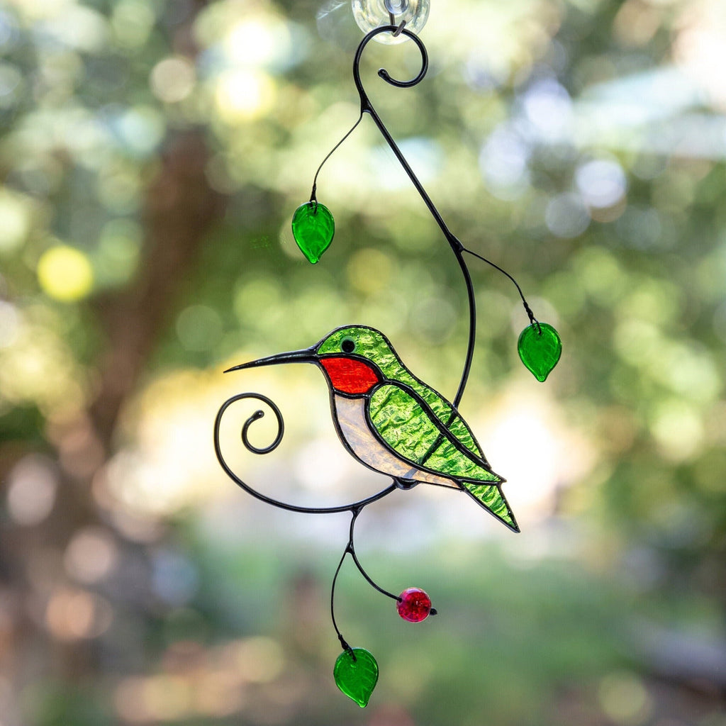 Stained glass bird suncatcher Mothers day gifts Hummingbird gifts Custom stained glass window hangings 6th anniversary gift
