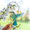 Hummingbird suncatcher Stained glass window hangings Grandparent gifts Custom stained glass bird Handmade product Mom suncatcher