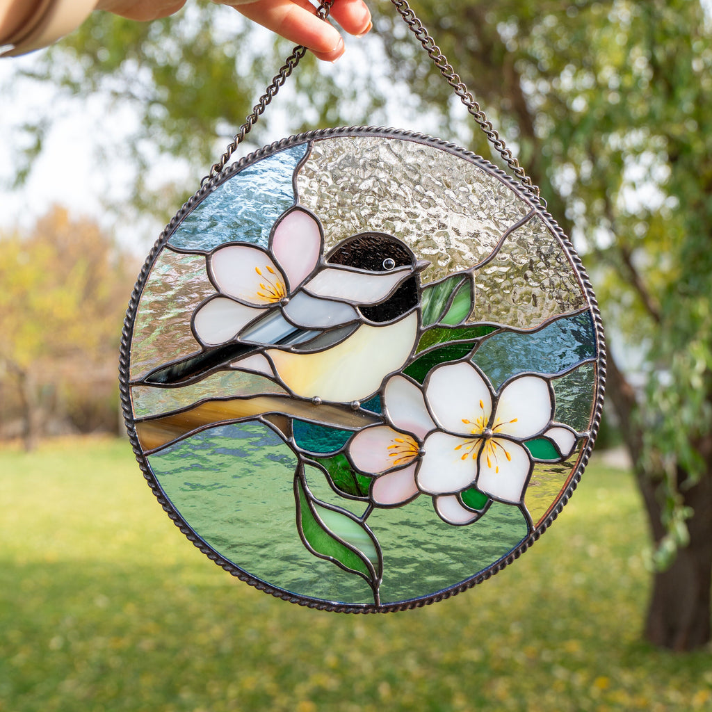 Bluebird stained glass panel Grandma gift Stained glass bird suncatcher Handmade product room decor aesthetic