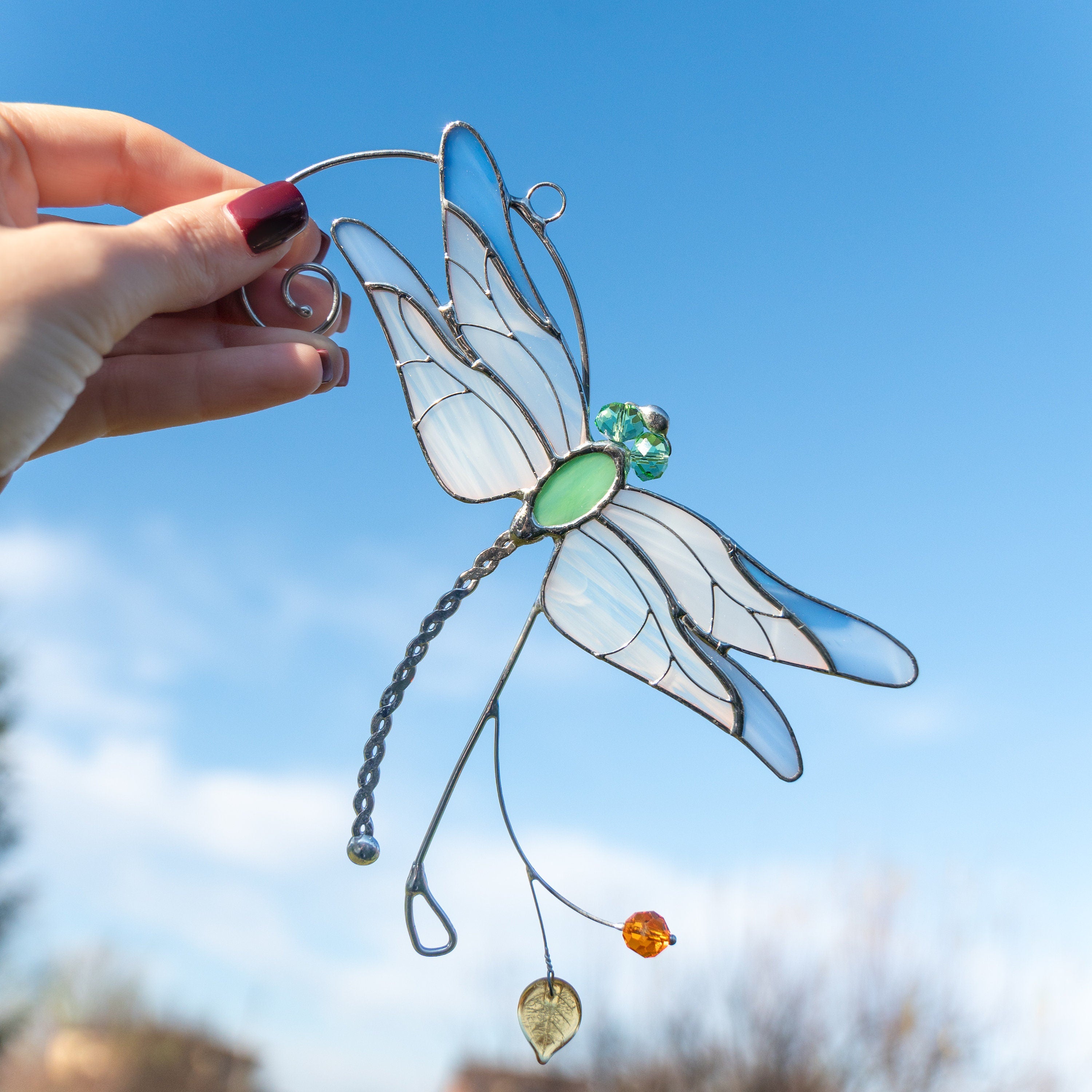 Stained glass dragonfly Sister in law gifts Dragonfly wings Custom stained glass dragonfly suncatcher Grandma gifts