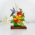 Stained glass hummingbird gifts Custom stained glass ornaments Mother in law gifts Stained glass flower panel Cute desk decor