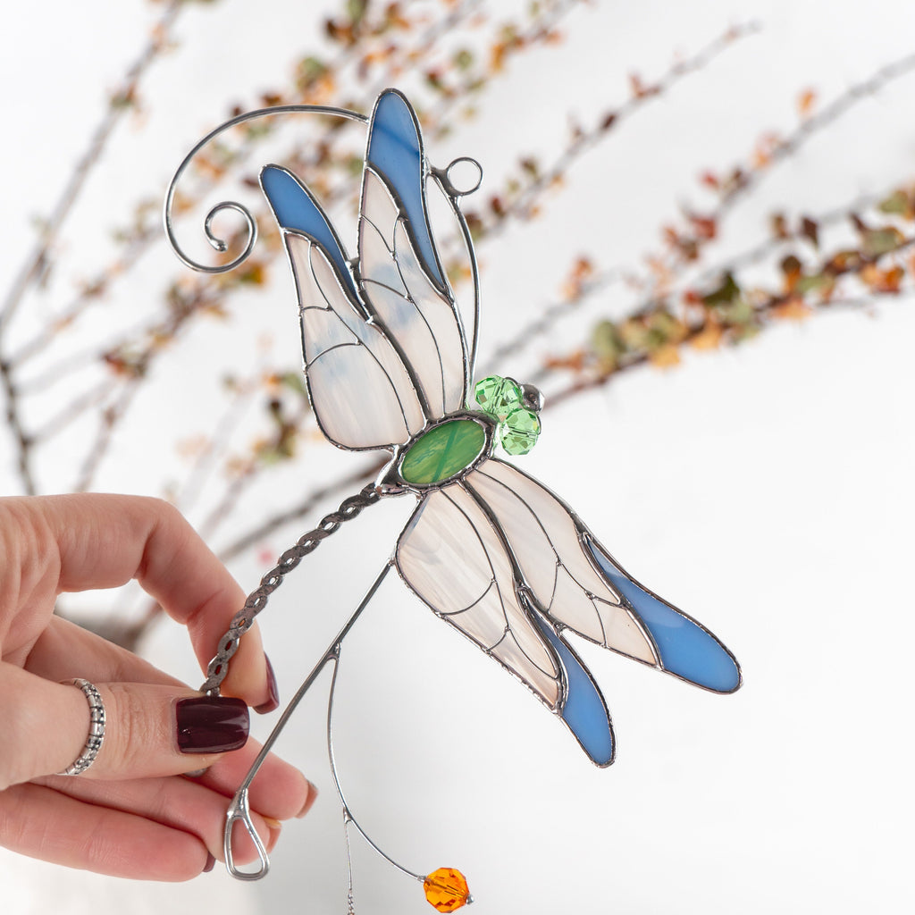 Stained glass dragonfly Sister in law gifts Dragonfly wings Custom stained glass dragonfly suncatcher Grandma gifts