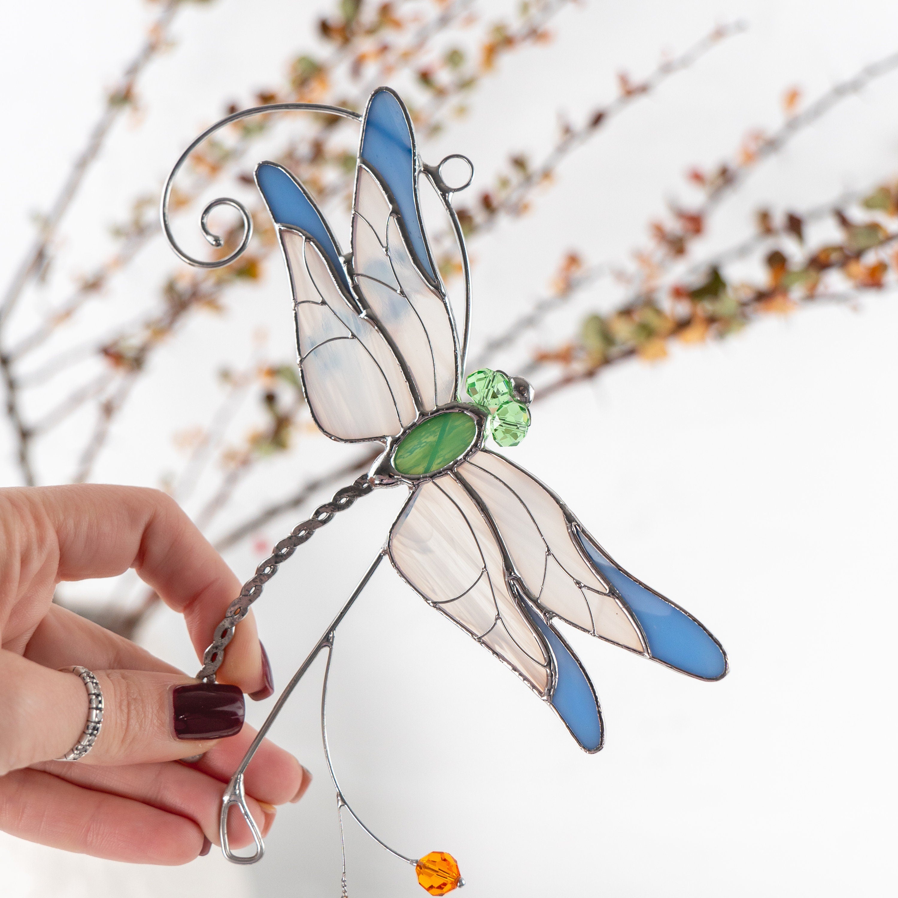 Stained glass dragonfly Sister in law gifts Dragonfly wings Custom stained glass dragonfly suncatcher Grandma gifts
