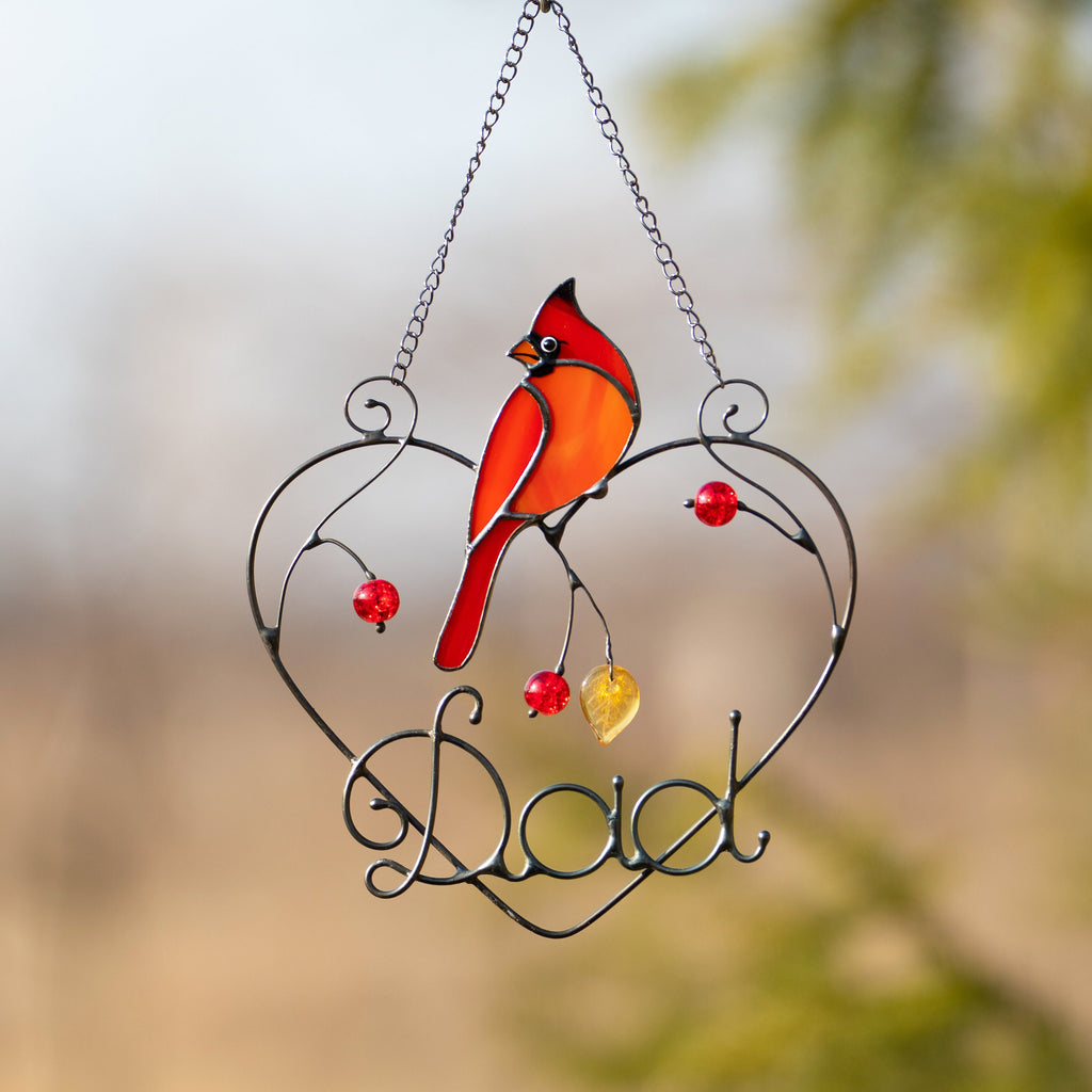 Cardinal stained glass window hangings Personalized unique gift for mom Stained glass bird suncatcher Cardinal memorial gift
