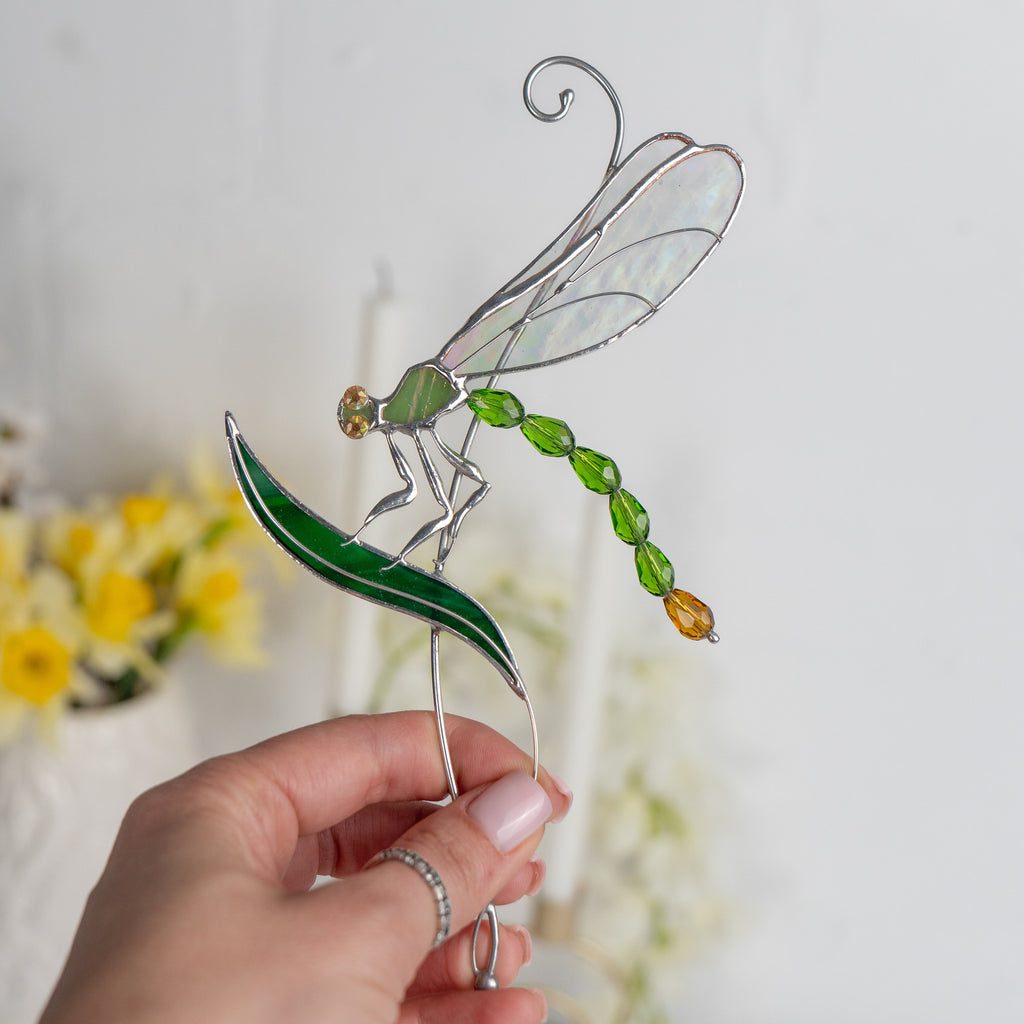Fly insect stained glass window hangings New mom gift Modern stained glass dragonfly Dragonfly garden art Dad gifts