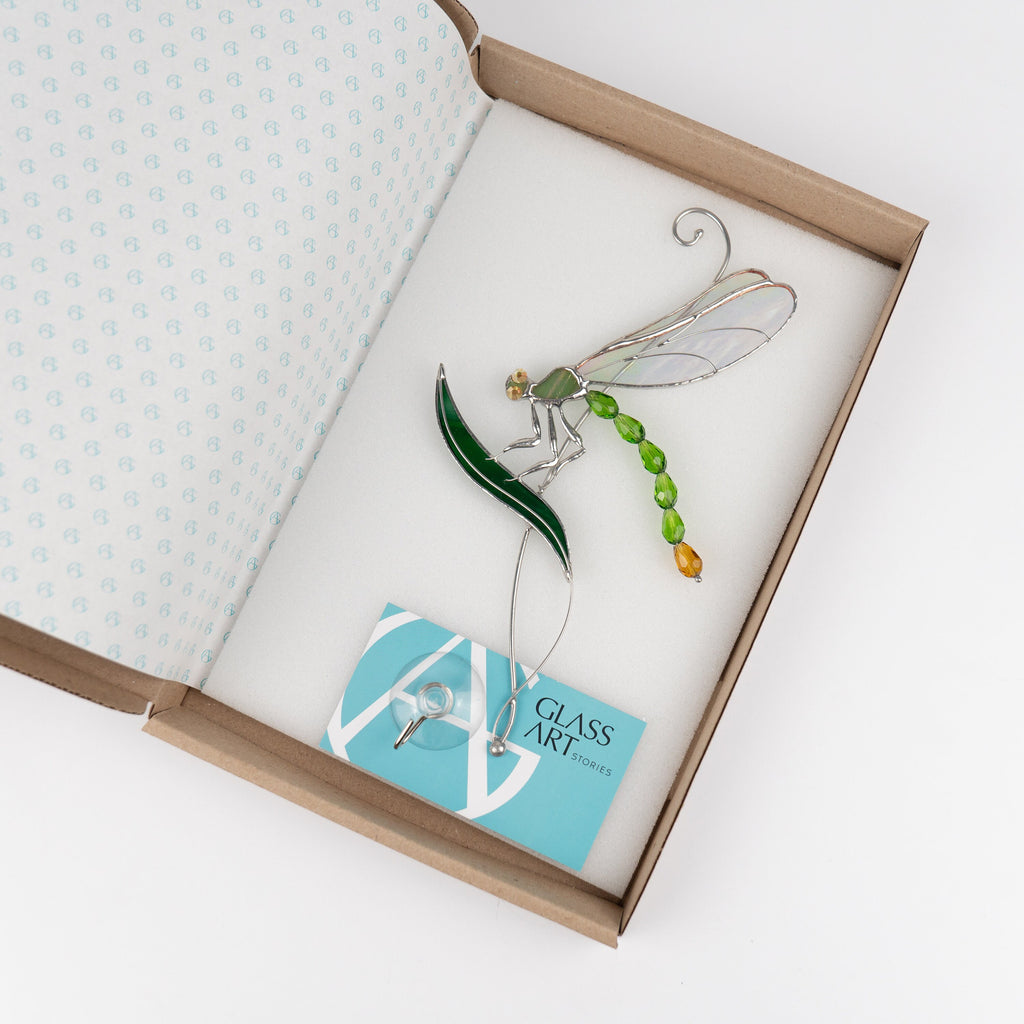 Fly insect stained glass window hangings New mom gift Modern stained glass dragonfly Dragonfly garden art Dad gifts