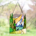 Grand Teton national park stained glass panel Grandparent gifts Desk accessories for men Custom stained glass mountain Grandma gifts