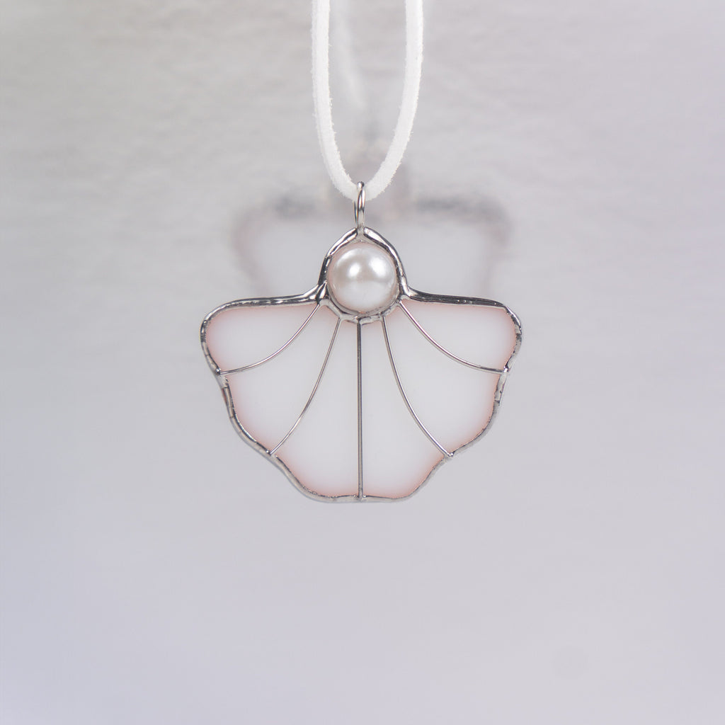 Stained glass pearl necklace Mothers Day gift Shell jewelry