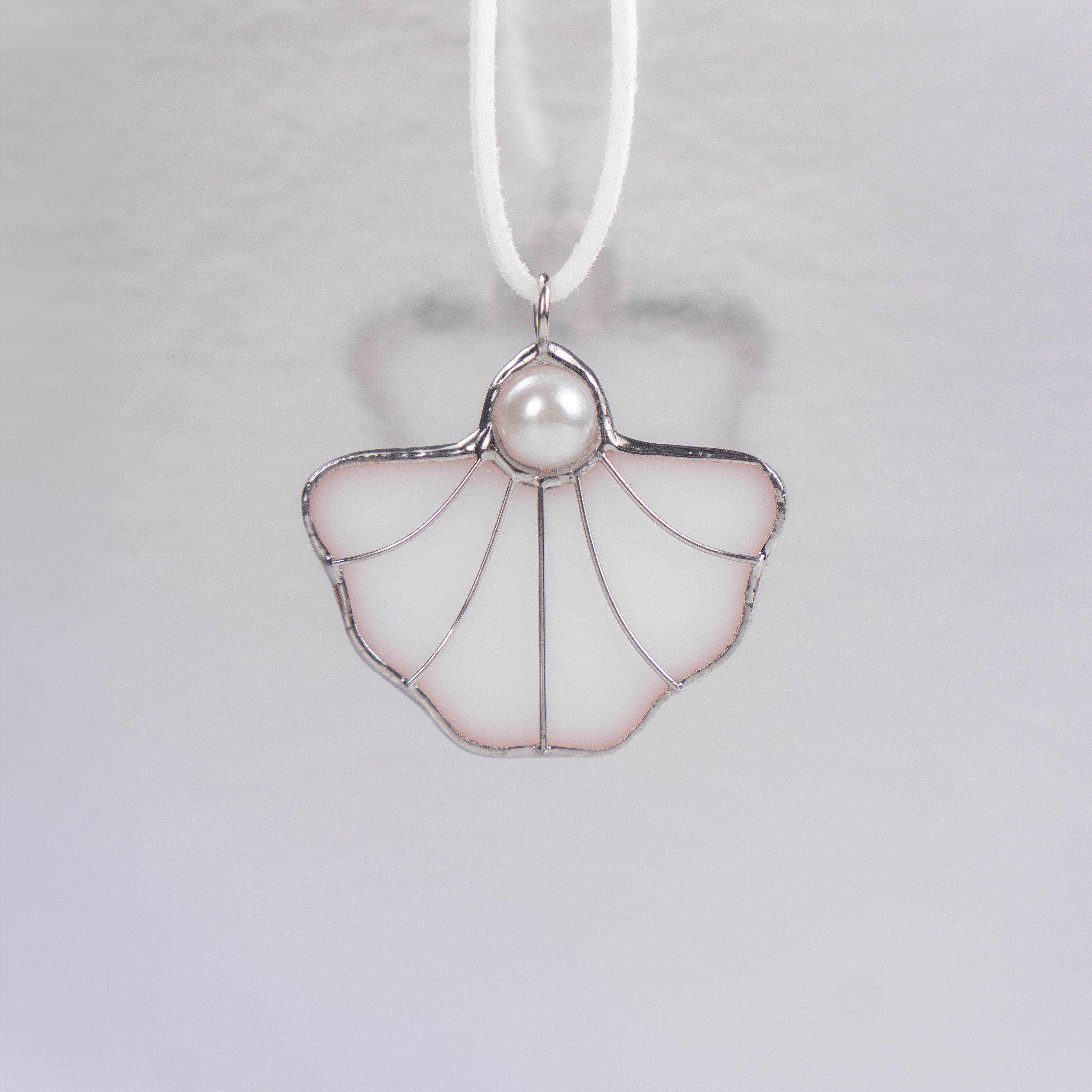 Stained glass pearl necklace Mothers Day gift Shell jewelry