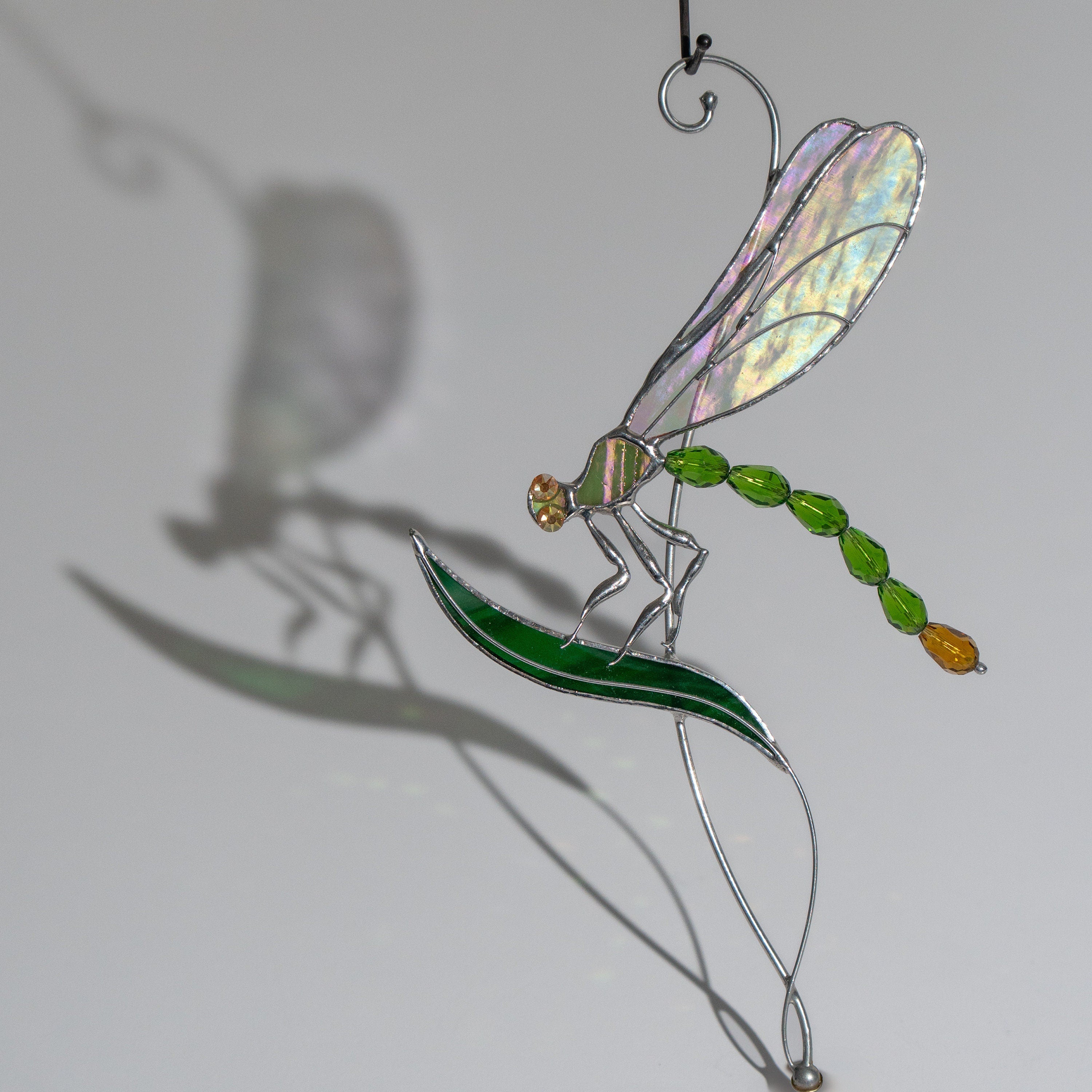 Fly insect stained glass window hangings New mom gift Modern stained glass dragonfly Dragonfly garden art Dad gifts