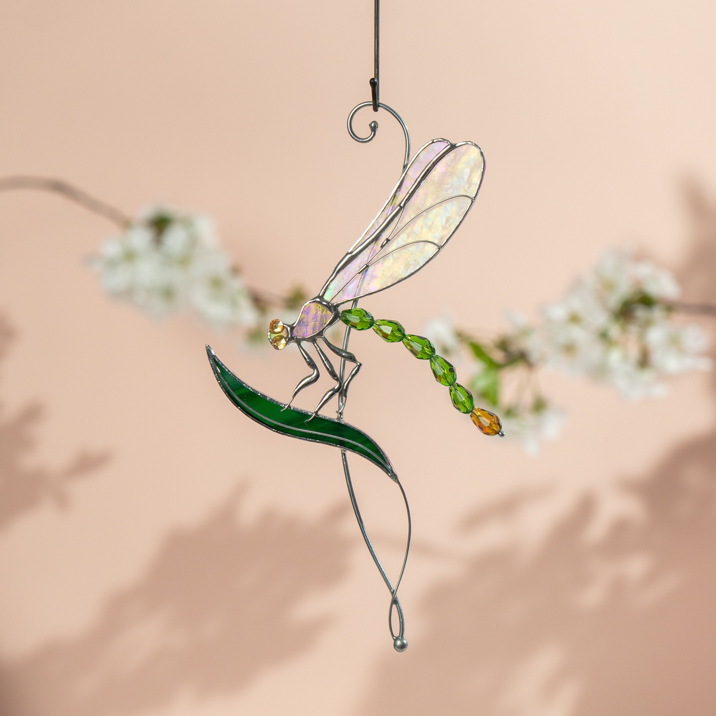Fly insect stained glass window hangings New mom gift Modern stained glass dragonfly Dragonfly garden art Dad gifts