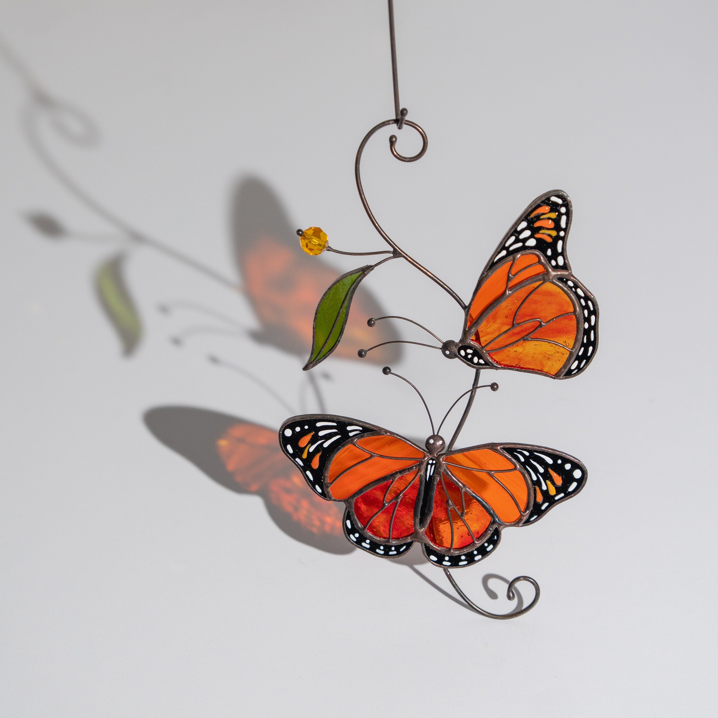 Butterfly stained glass window hangings Godmother gift Monarch butterfly Modern stained glass fly insect Custom stained glass suncatcher