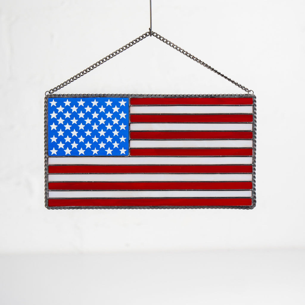 Custom stained glass window hangings Independence Day Modern stained glass pieces 4th of july party decor American flag