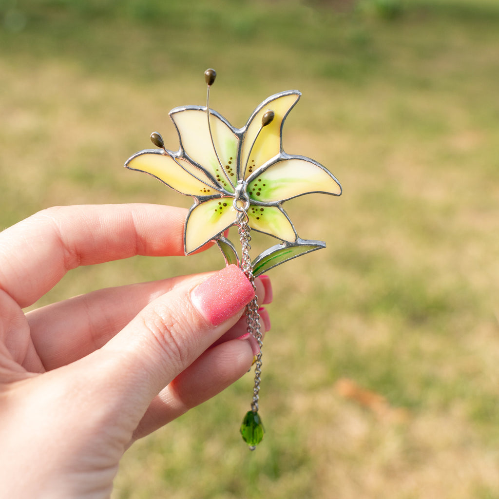Lily jewelry stained glass brooch Unusual gifts for women Flower pin