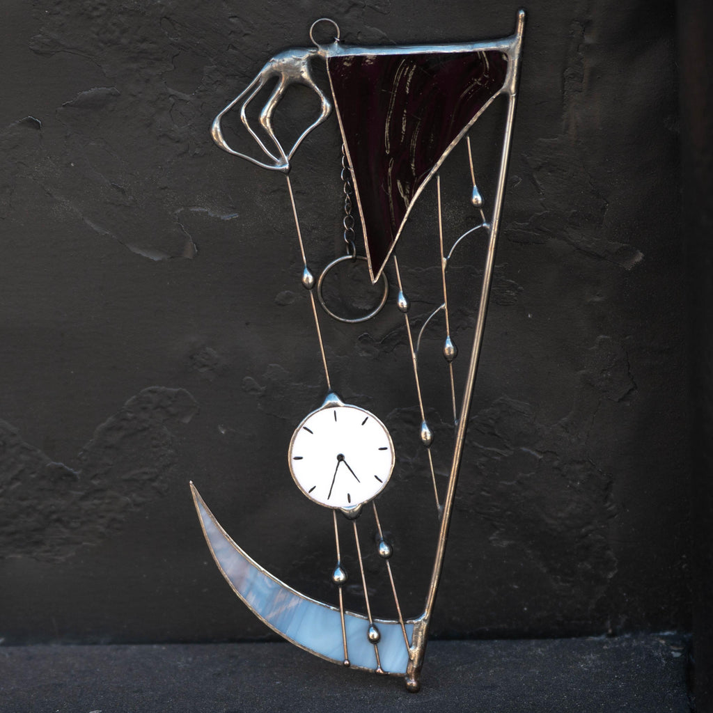 Grim reaper stained glass window hanging Halloween gifts Custom stained glass Halloween decor outdoor Web suncatchers Halloween artwork