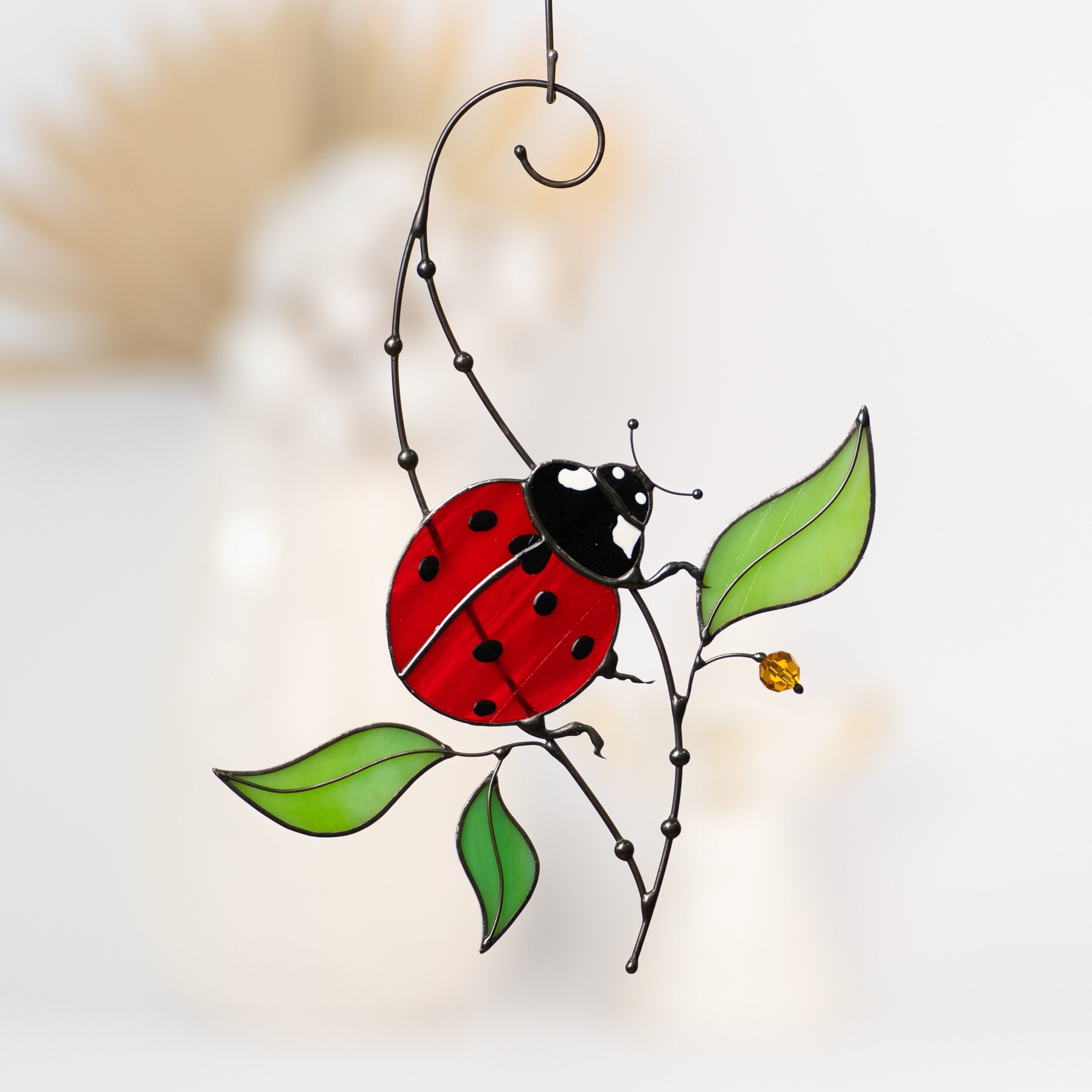 Ladybug gifts stained glass window hangings New mom gift Custom stained glass miraculous ladybug Wall art ladybug