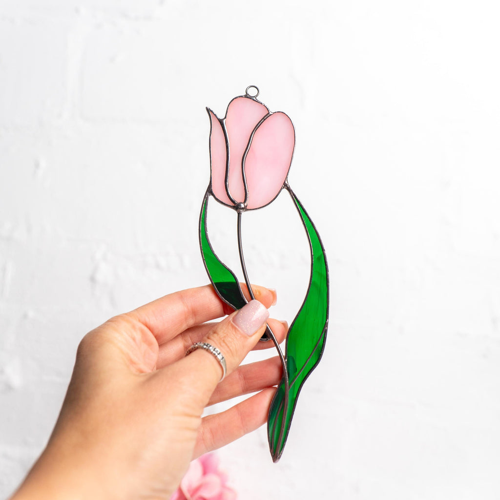 Modern stained glass ornament Godmother gift Custom stained glass window hangings Mom suncatcher Stained glass flower