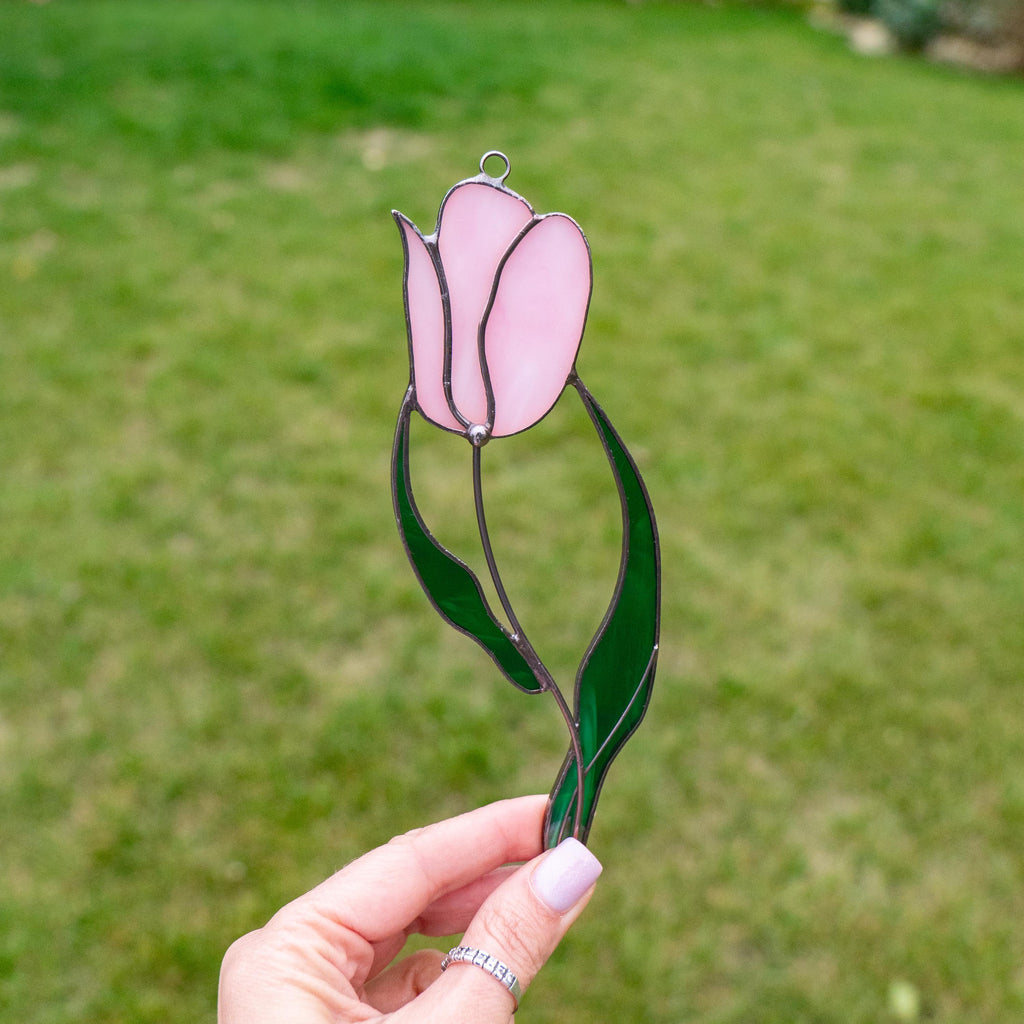 Modern stained glass ornament Godmother gift Custom stained glass window hangings Mom suncatcher Stained glass flower